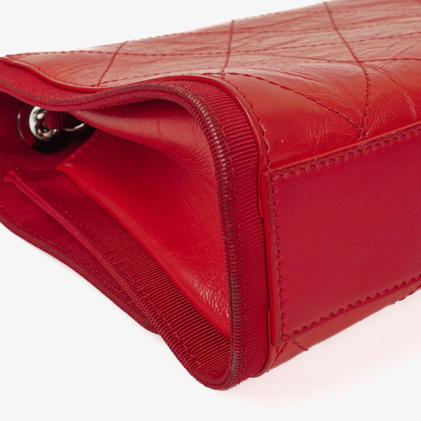 Chanel Red Crumpled Calfskin Flap Bag