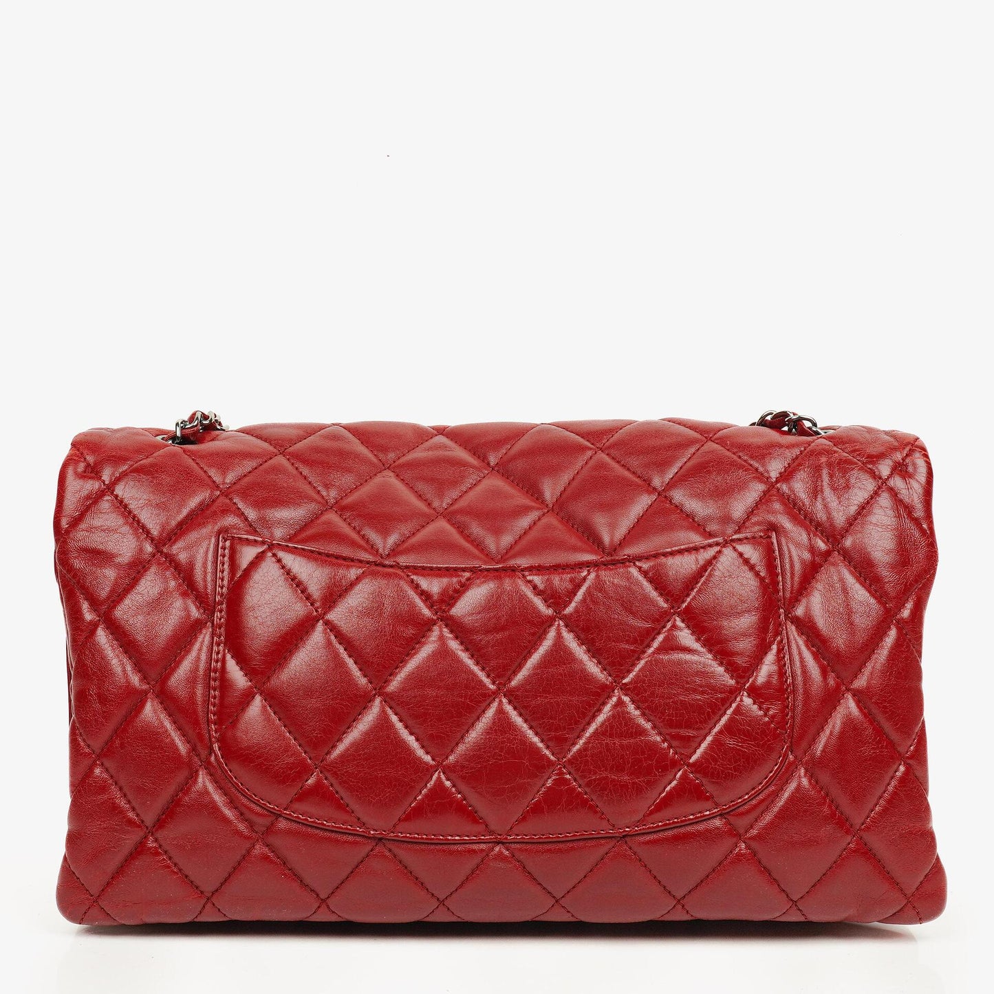 Chanel Red Maxi Lambskin 3 Accordion Flap Bag.