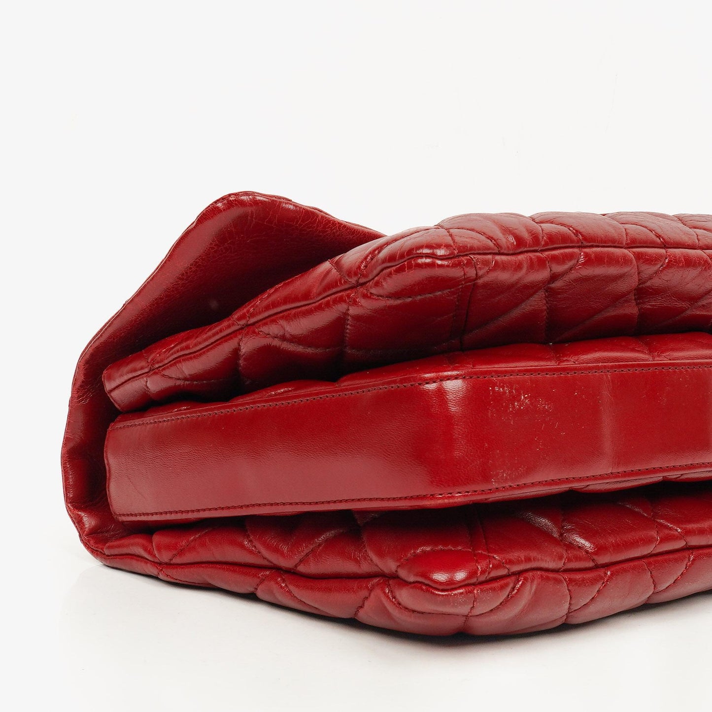 Chanel Red Maxi Lambskin 3 Accordion Flap Bag.