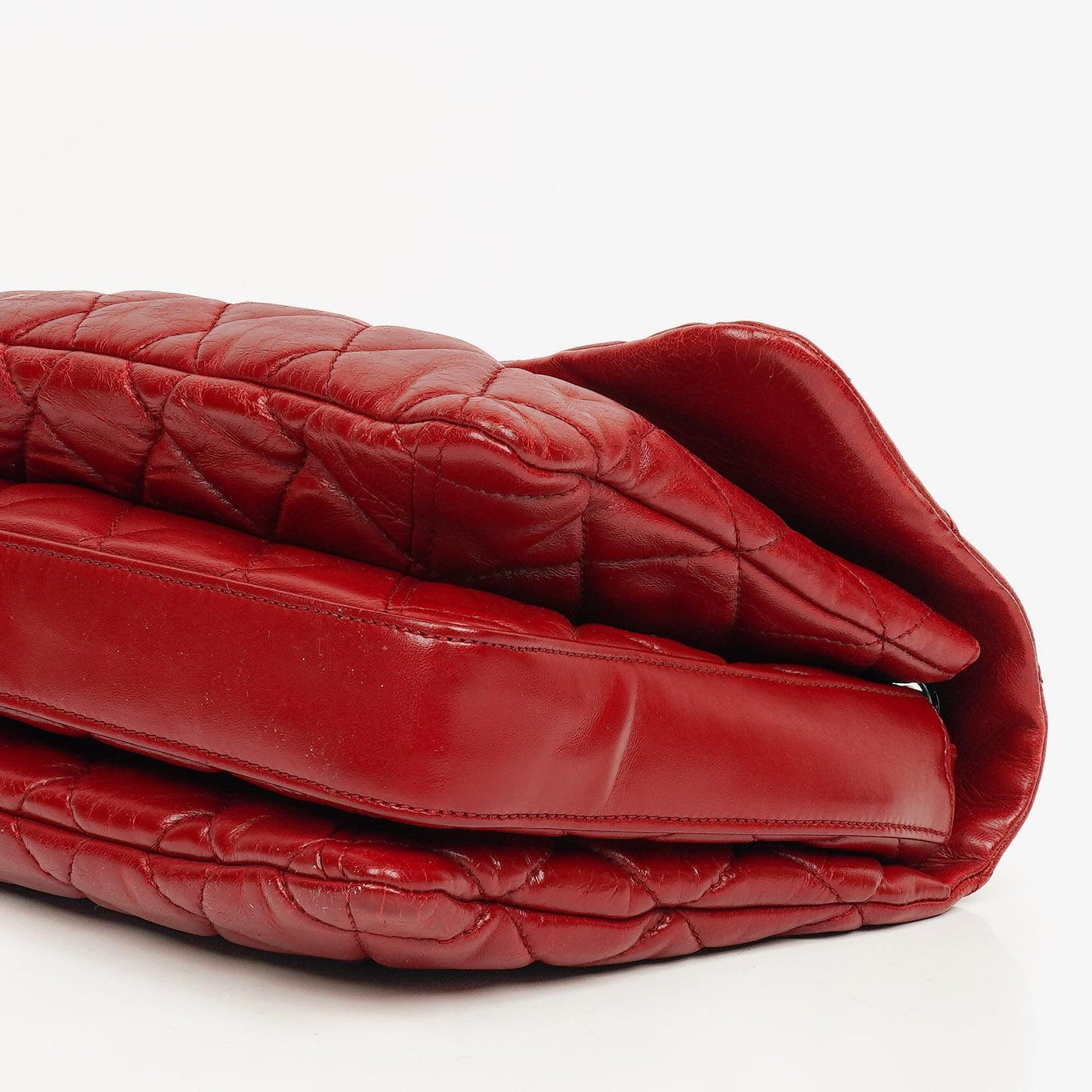 Chanel Red Maxi Lambskin 3 Accordion Flap Bag.