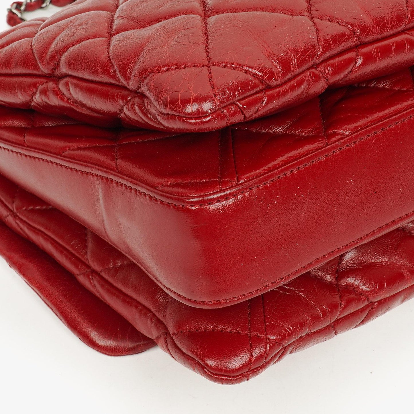Chanel Red Maxi Lambskin 3 Accordion Flap Bag.