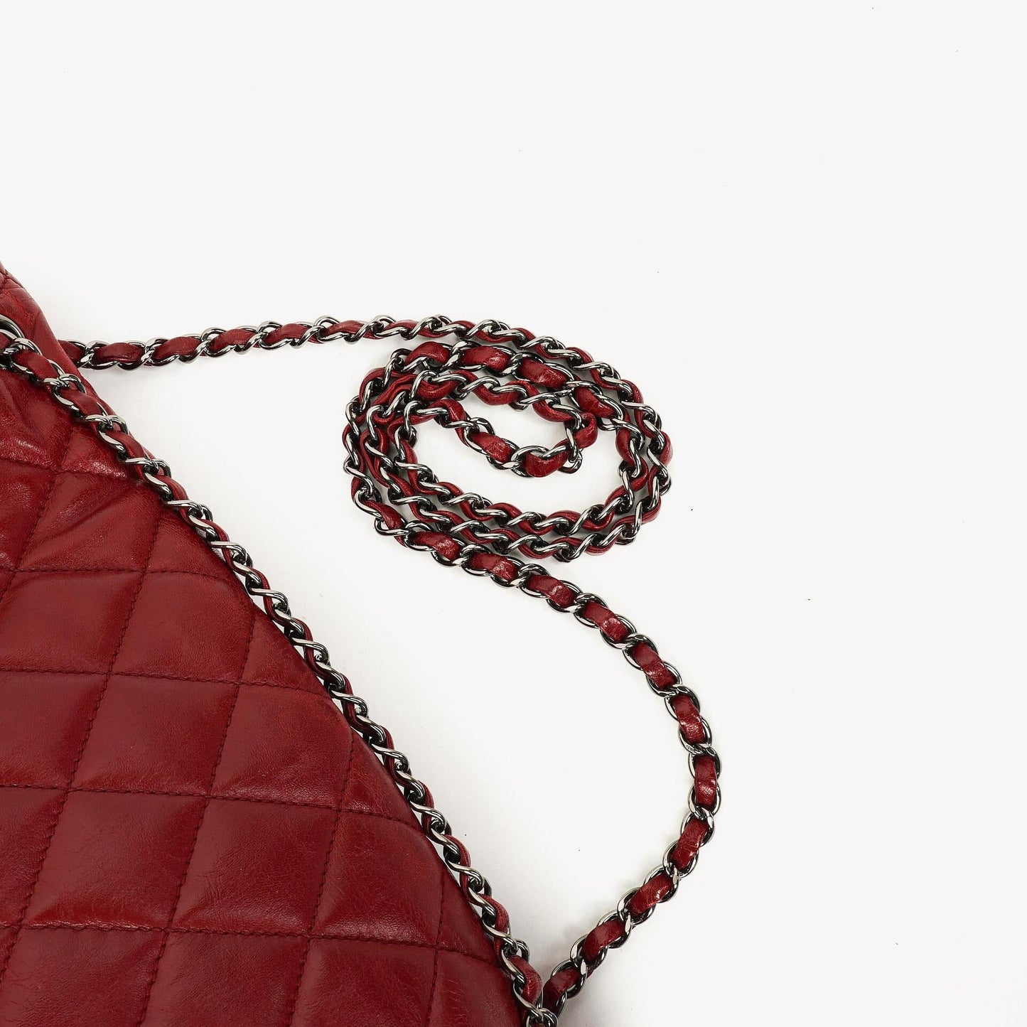 Chanel Red Maxi Lambskin 3 Accordion Flap Bag.