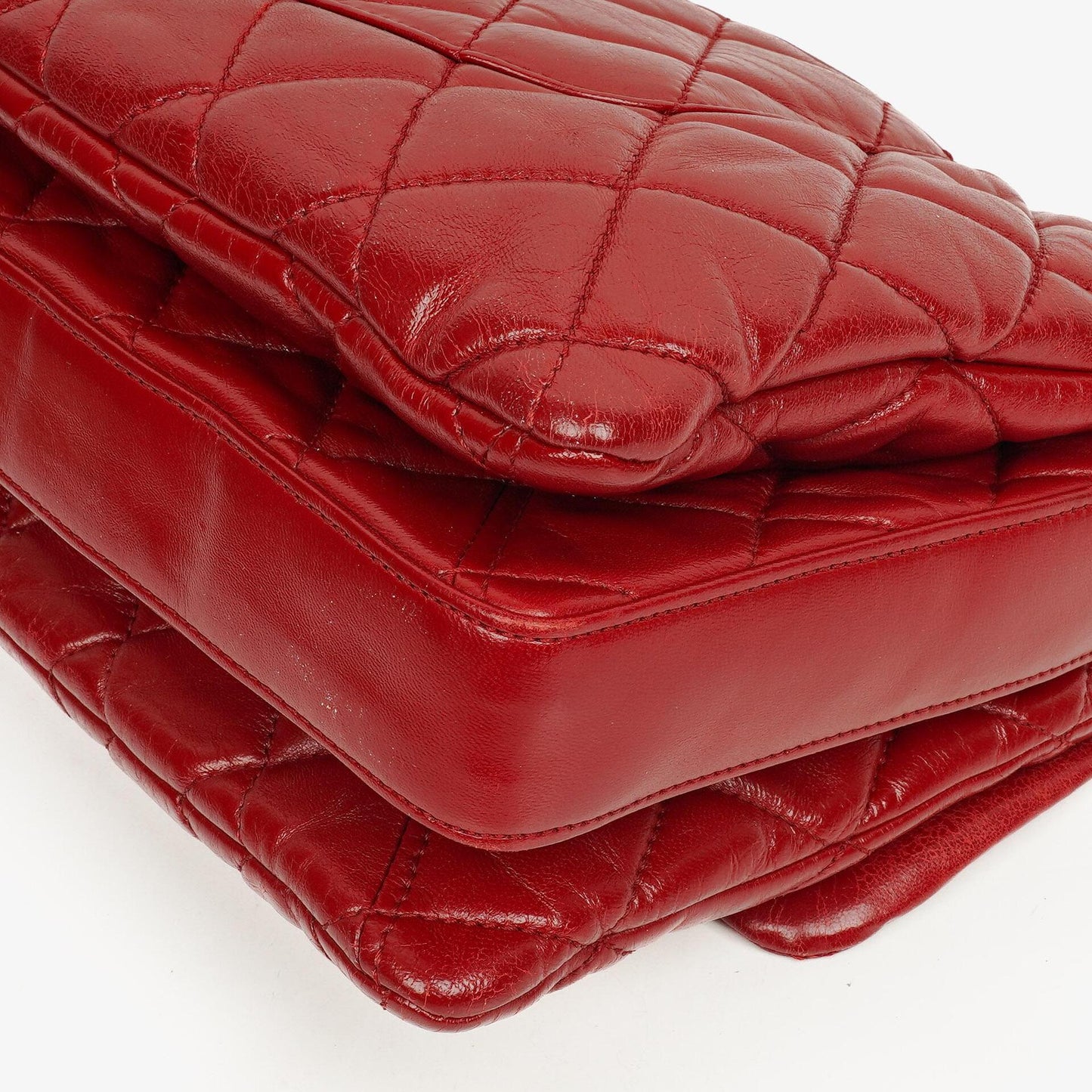 Chanel Red Maxi Lambskin 3 Accordion Flap Bag.