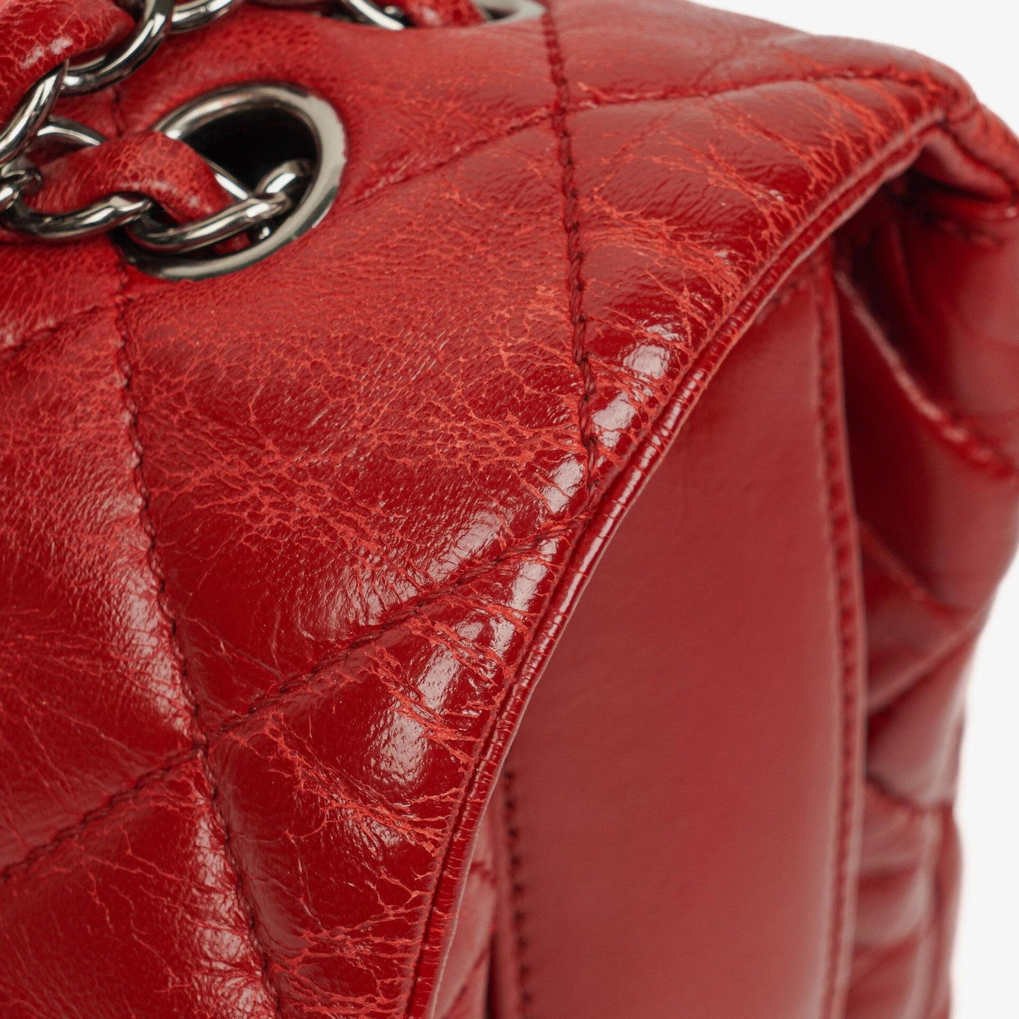 Chanel Red Maxi Lambskin 3 Accordion Flap Bag.
