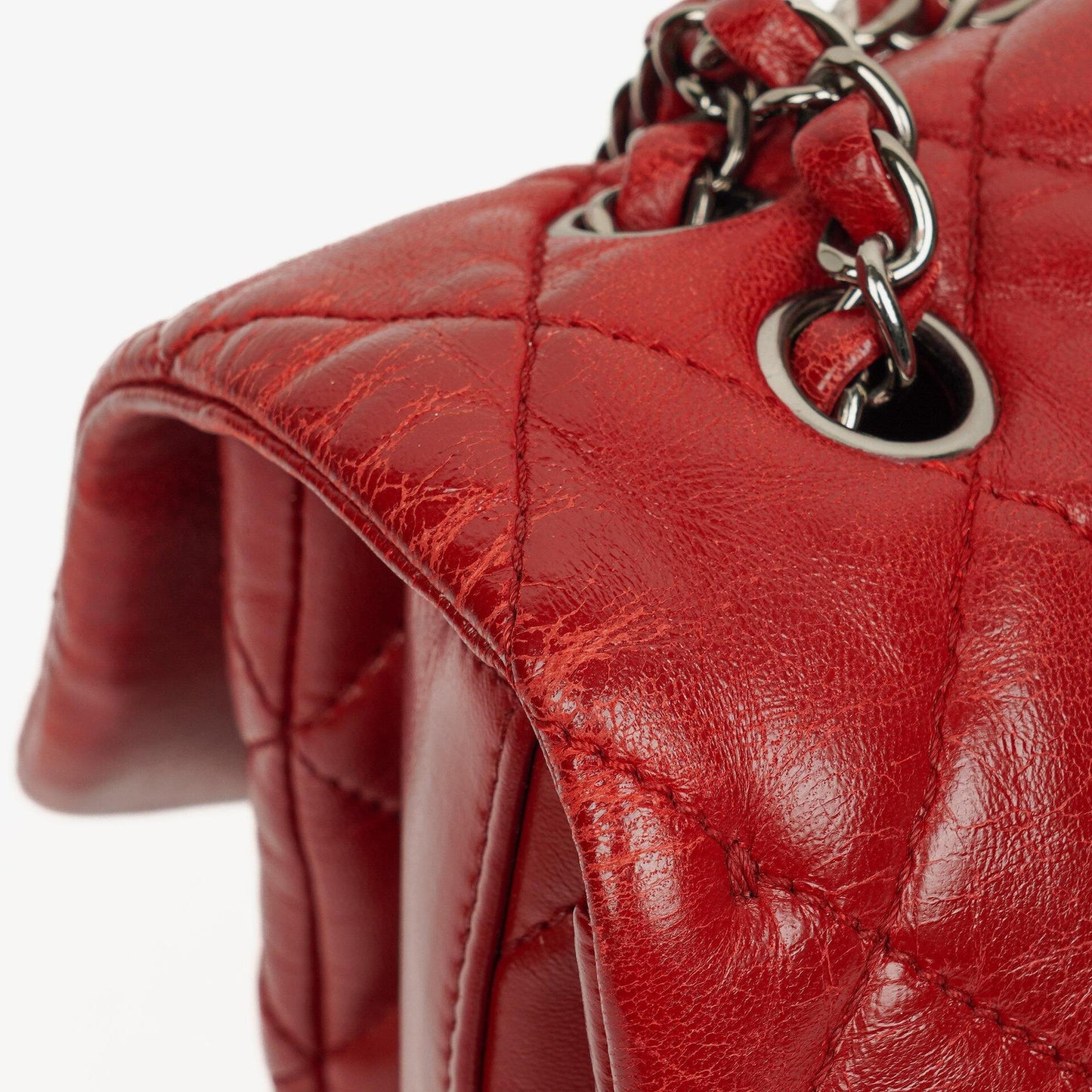 Chanel Red Maxi Lambskin 3 Accordion Flap Bag.