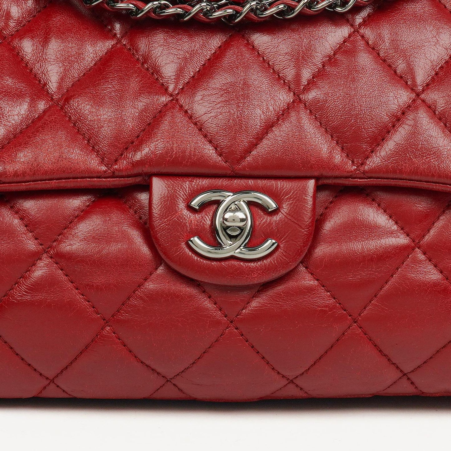 Chanel Red Maxi Lambskin 3 Accordion Flap Bag.