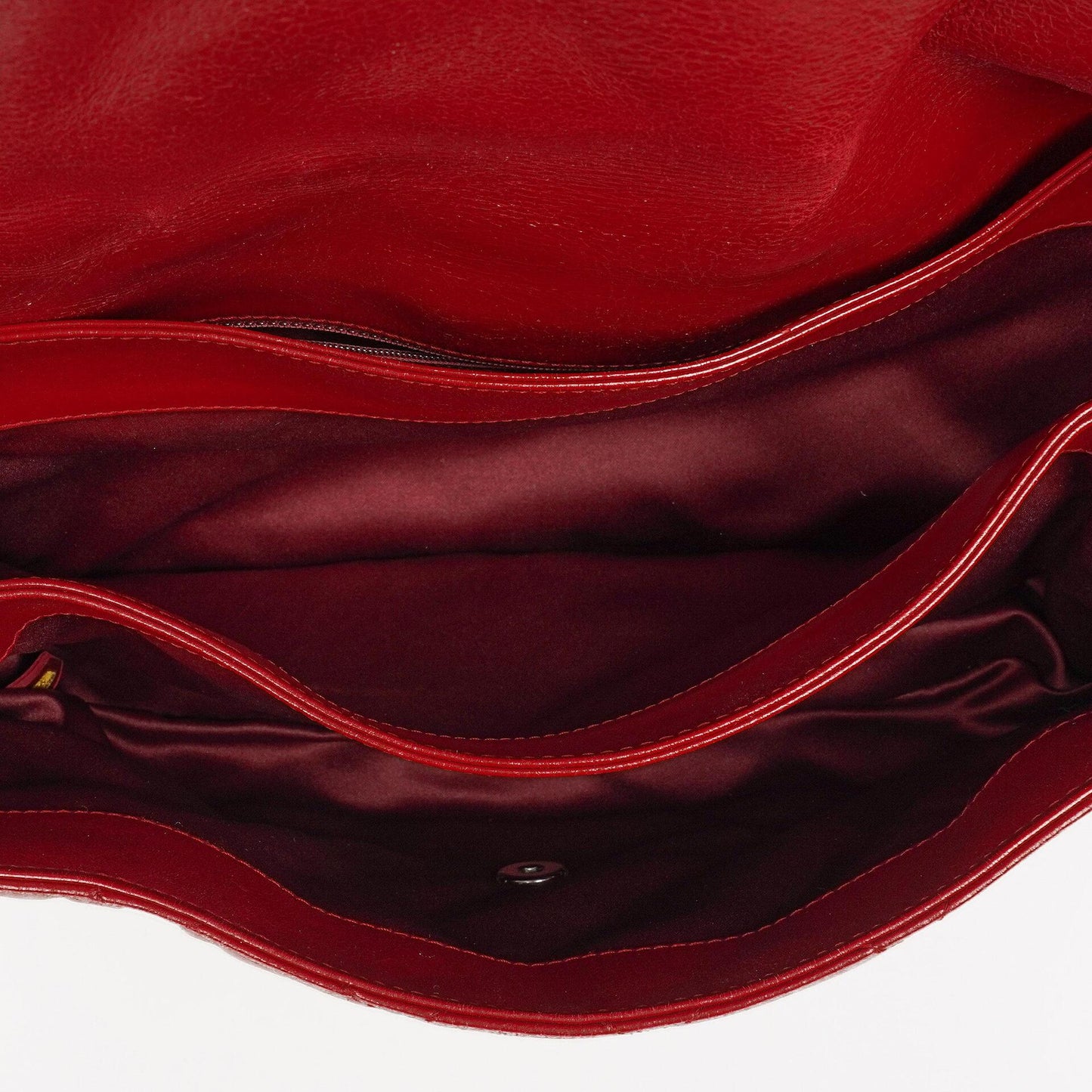 Chanel Red Maxi Lambskin 3 Accordion Flap Bag.