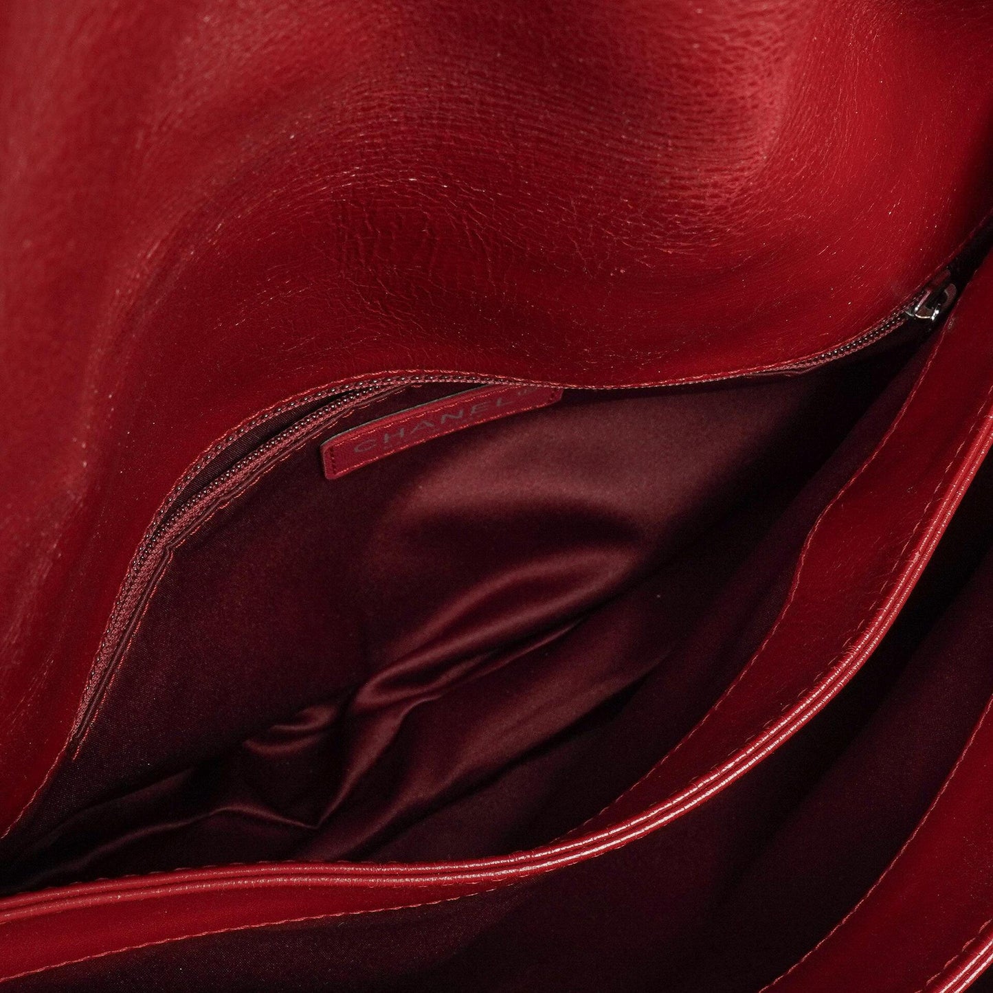 Chanel Red Maxi Lambskin 3 Accordion Flap Bag.