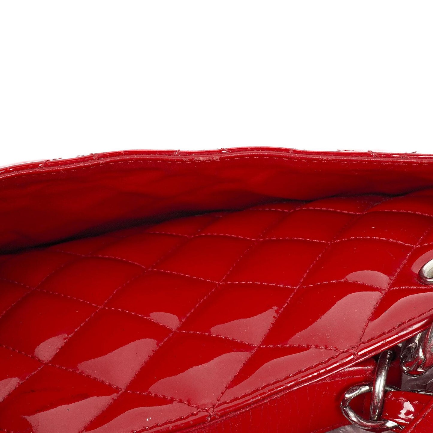 Chanel Red Quilted Patent Leather Grand Shopping Tote Bag