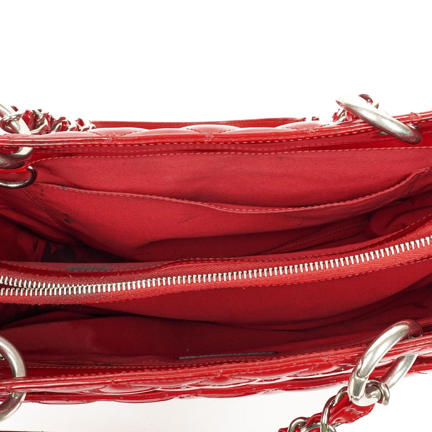 Chanel Red Quilted Patent Leather Grand Shopping Tote Bag