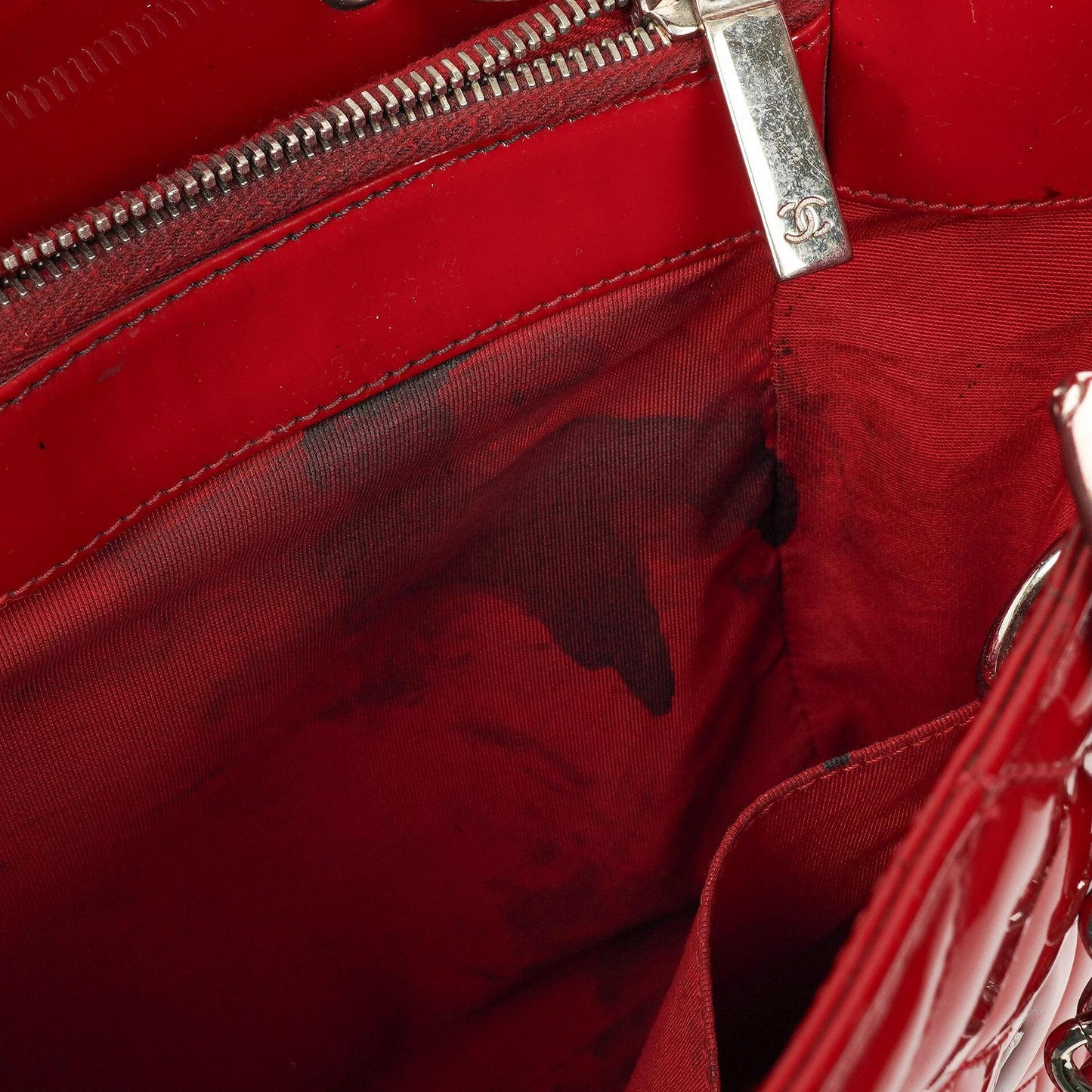 Chanel Red Quilted Patent Leather Grand Shopping Tote Bag