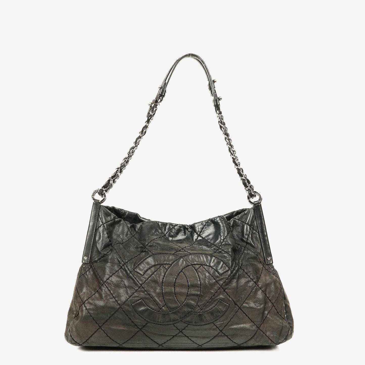 Chanel Sea Hit Medium Black Quilted Iridescent Calfskin Shoulder Bag