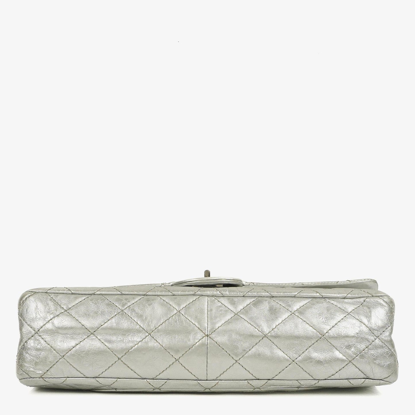 Chanel Silver Metallic Aged Quilted Calfskin 2.55 Reissue 227 Flap Bag