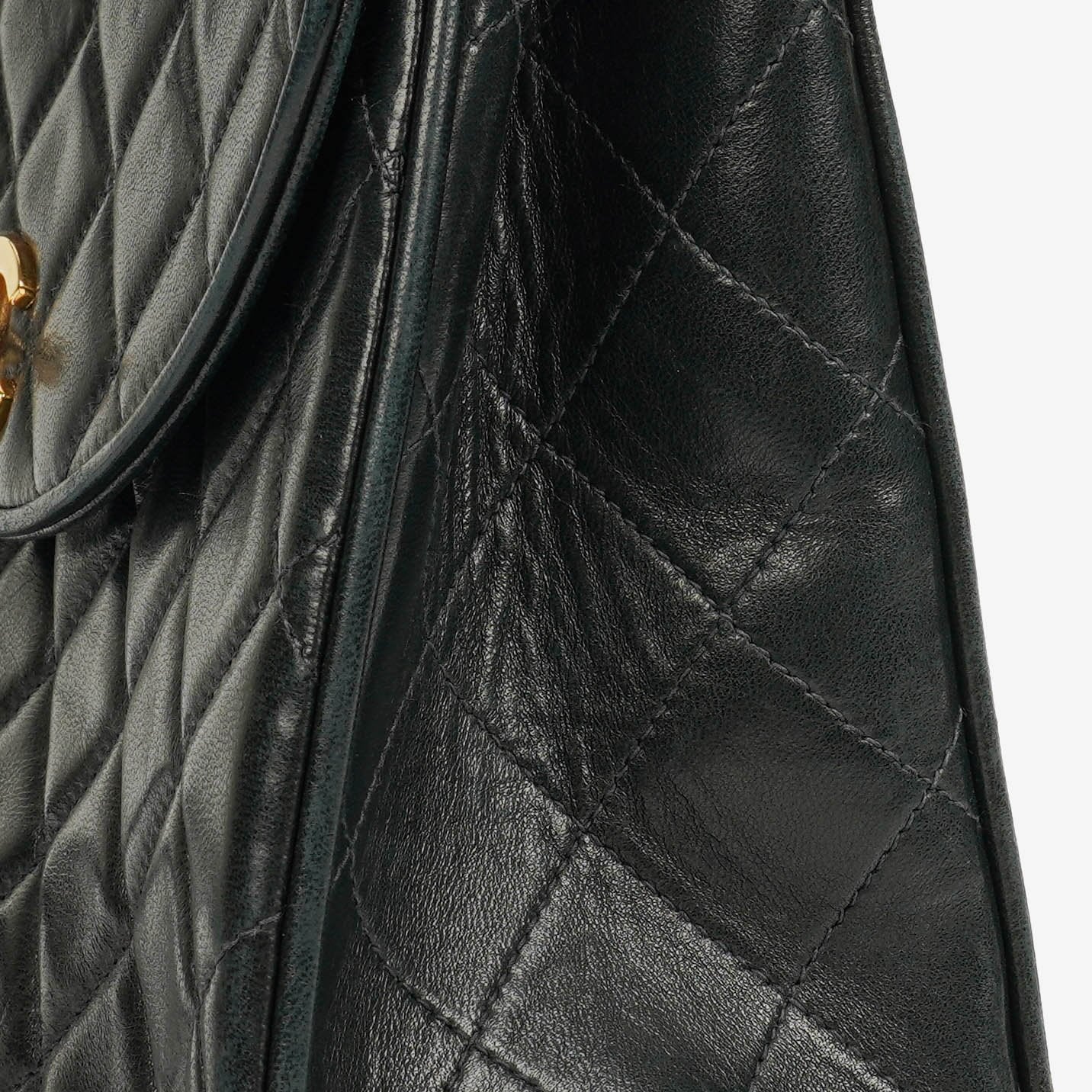 Chanel Single Flap Bag Black Quilted Leather With 24K Gold-Plated Hardware