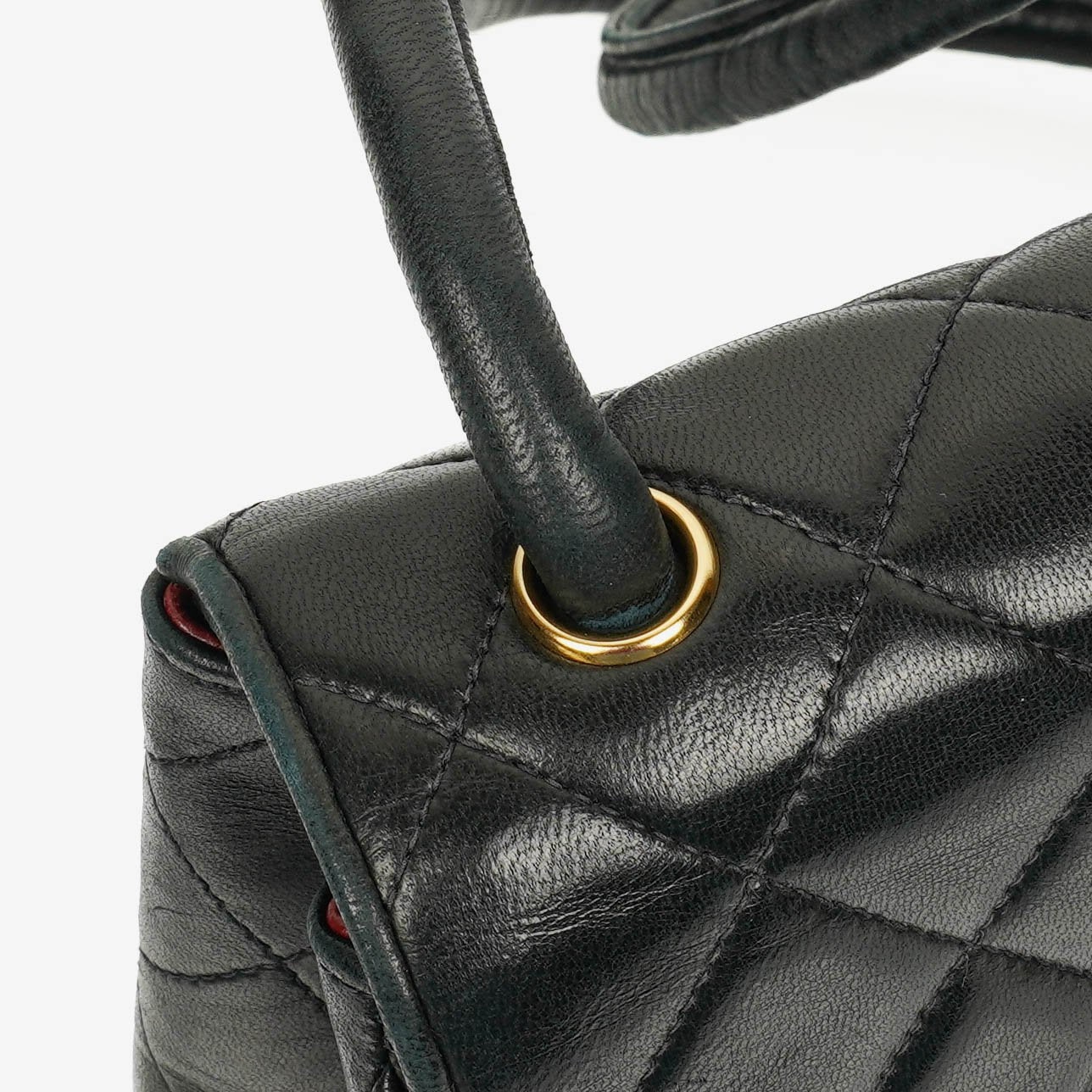 Chanel Single Flap Bag Black Quilted Leather With 24K Gold-Plated Hardware