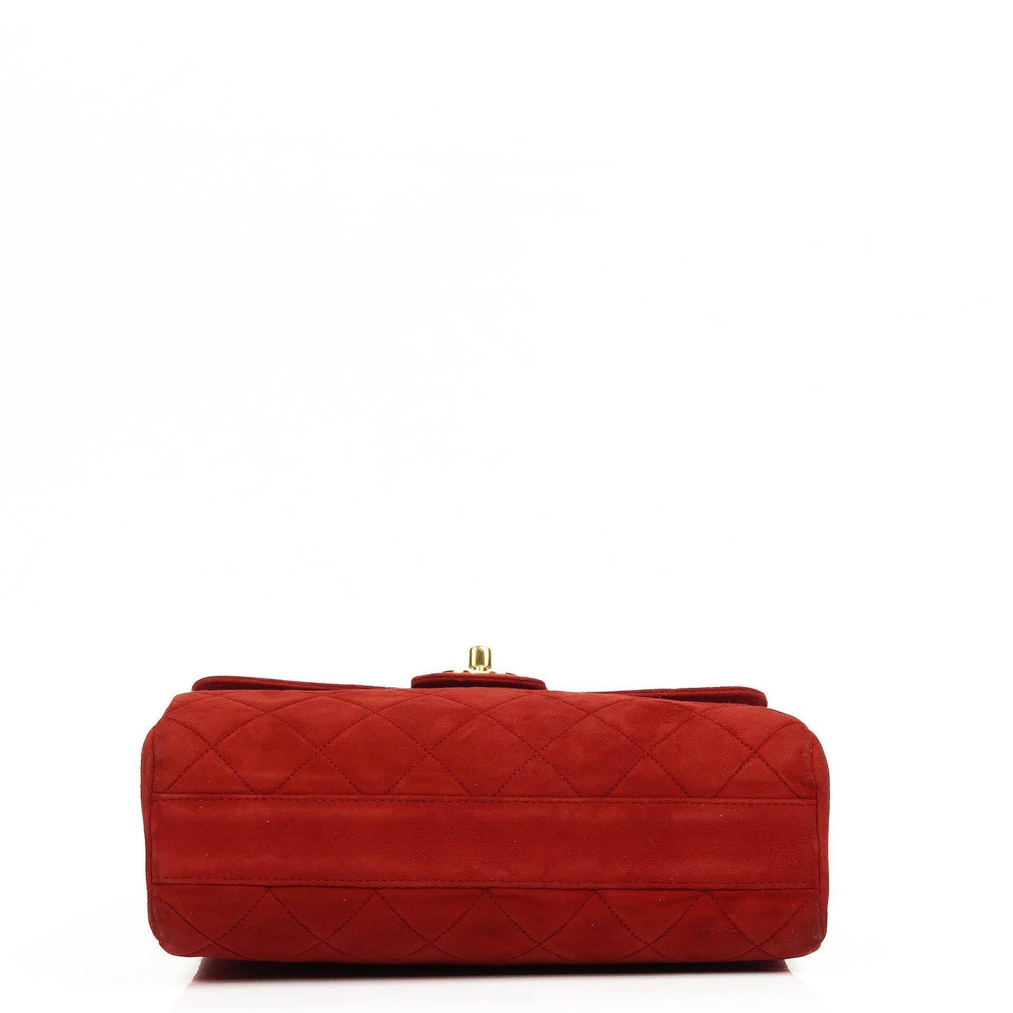 Chanel Single Flap Bag In Red Quilted Suede With 24K Gold-Plated Hardware