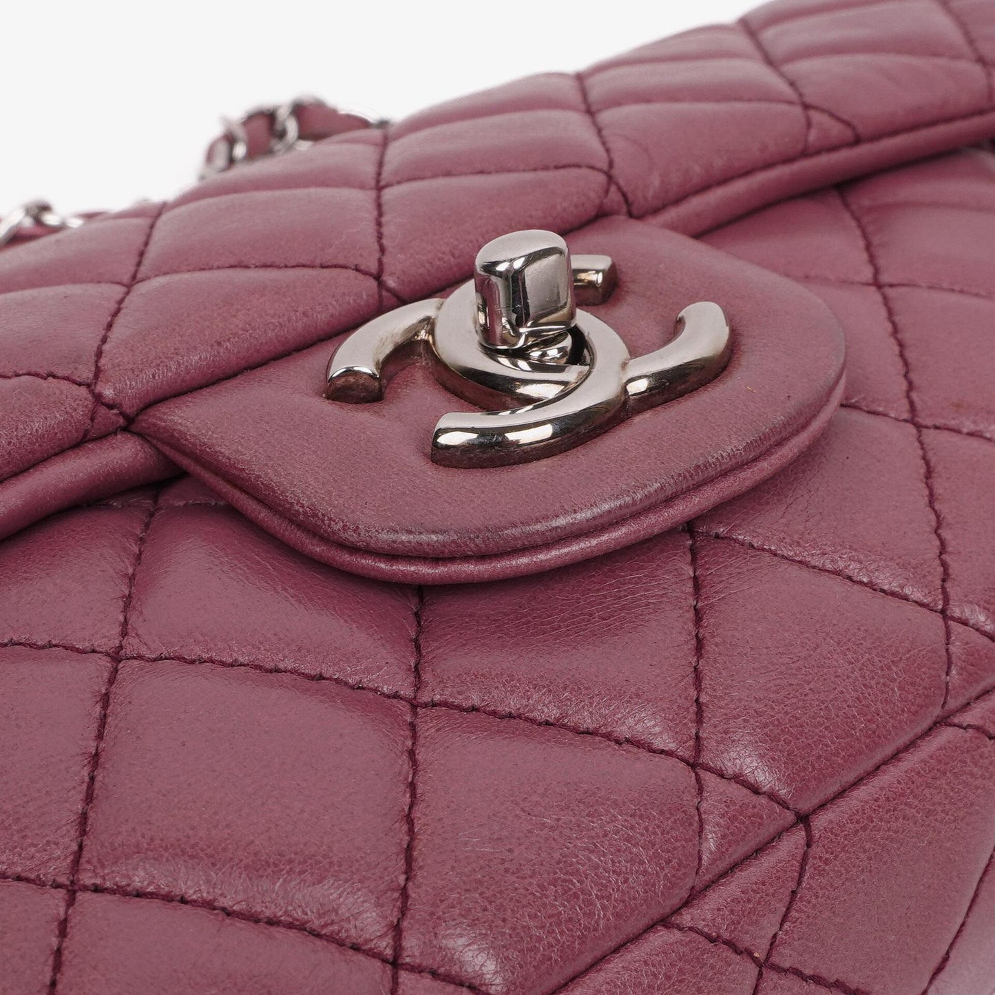 Chanel Single Flap Bag Quilted Lambskin Silver Toned Hardware