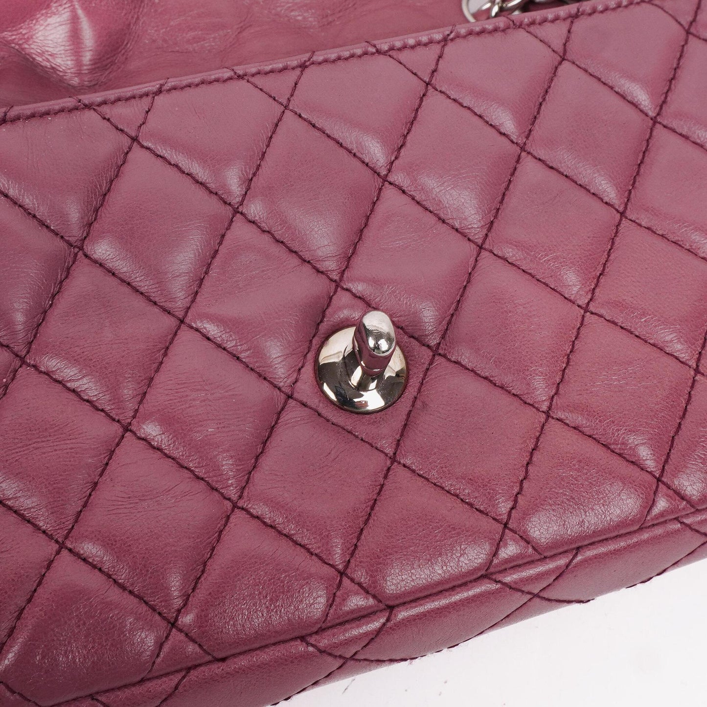 Chanel Single Flap Bag Quilted Lambskin Silver Toned Hardware
