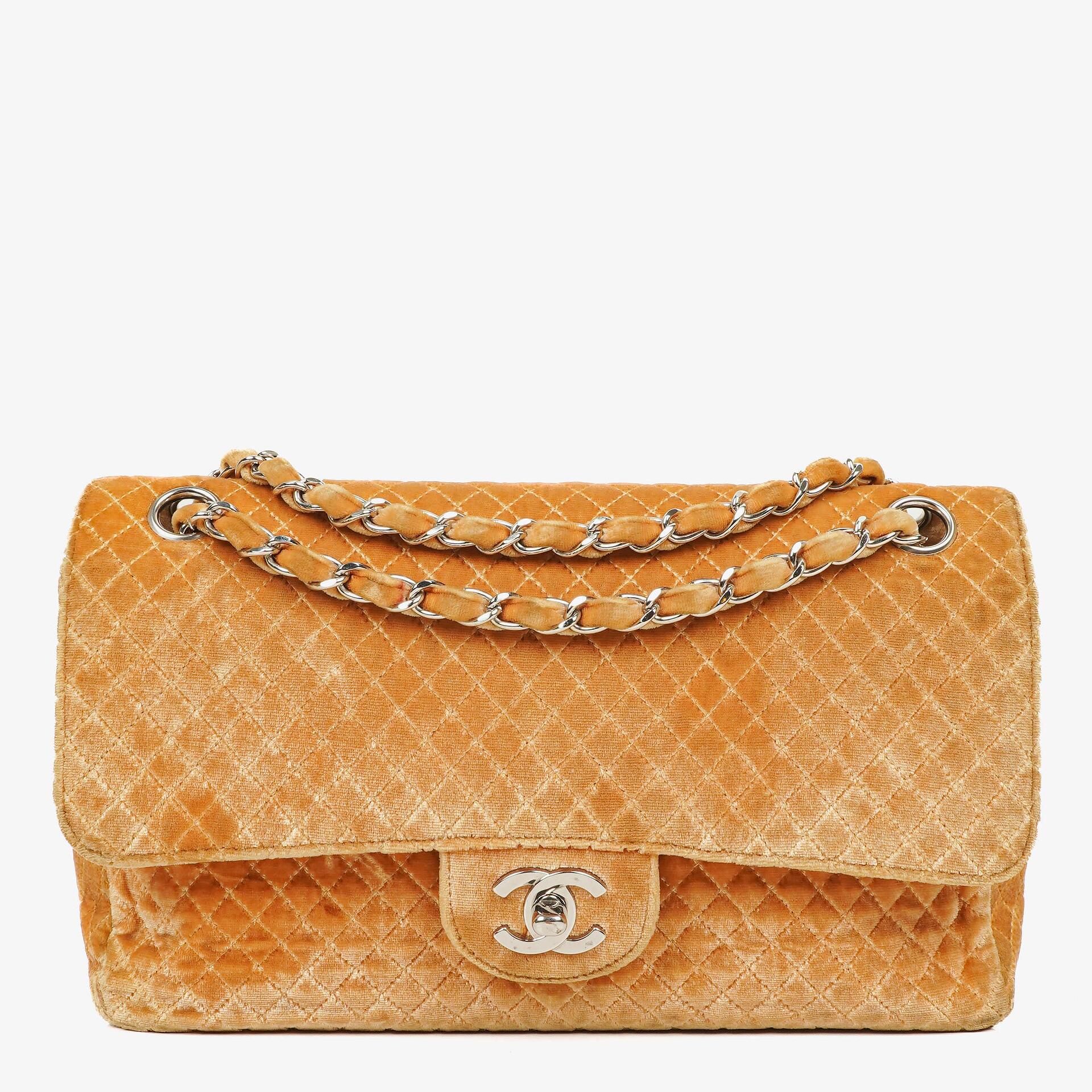 Chanel Single Flap Quilted Velvet Shoulder Bags With Silver-Tone Hardware