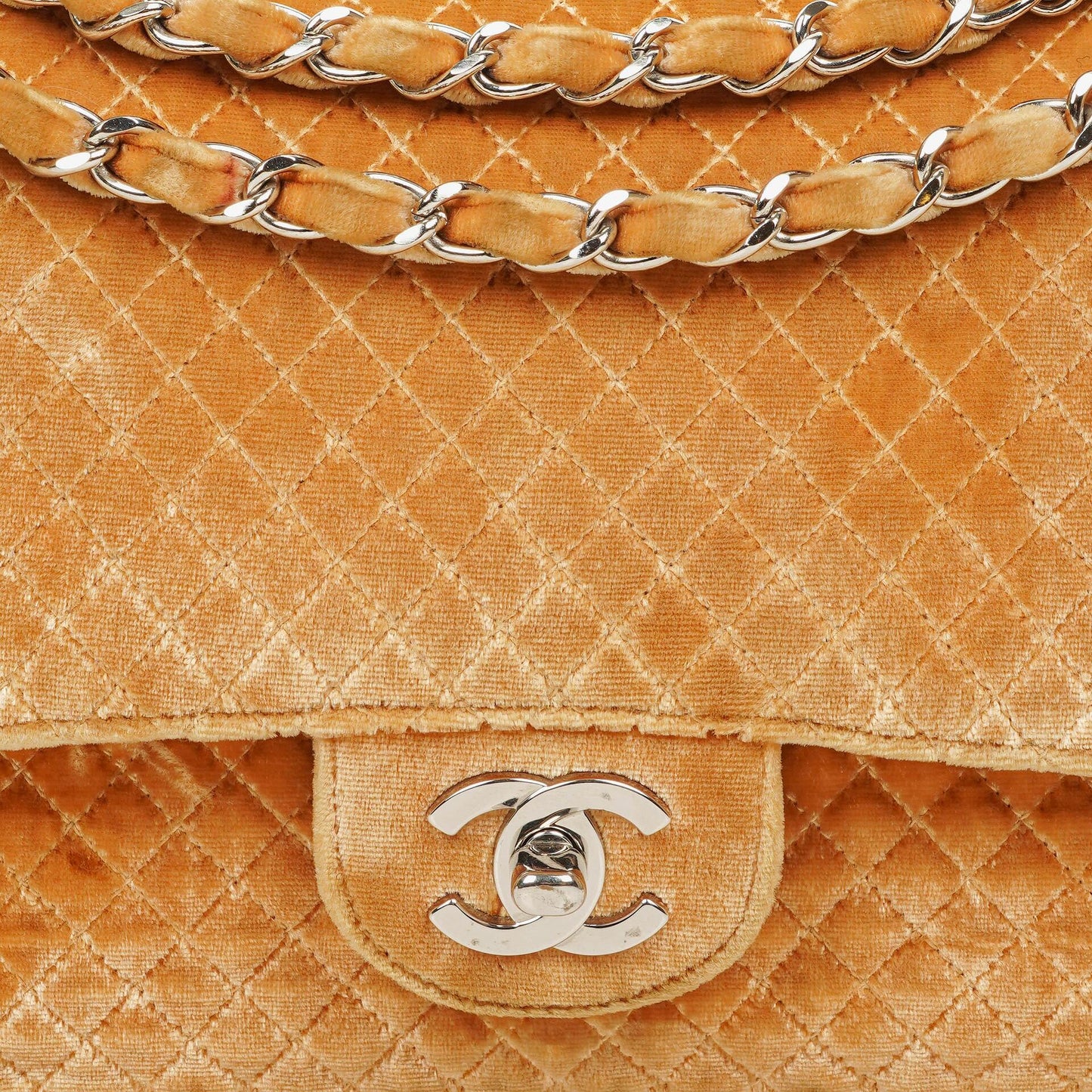 Chanel Single Flap Quilted Velvet Shoulder Bags With Silver-Tone Hardware