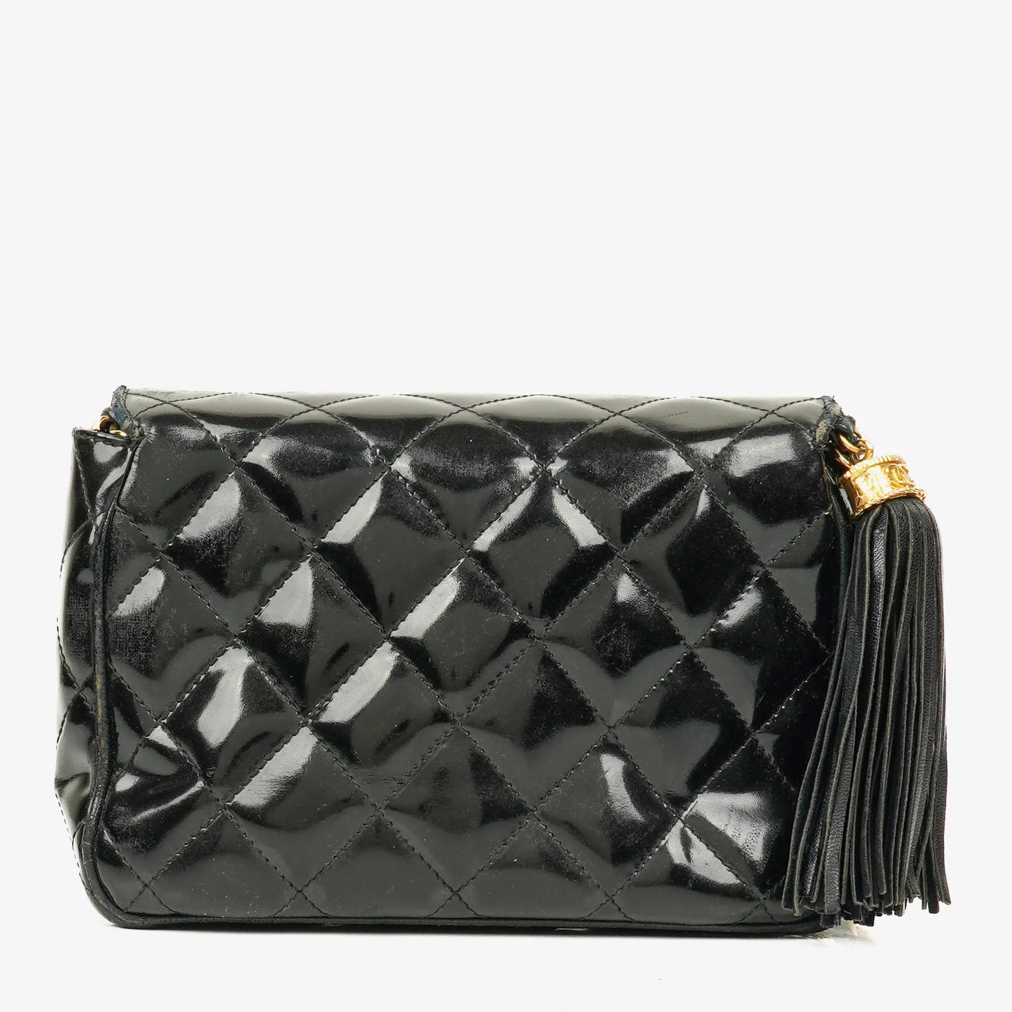 Chanel Small Black Patent Leather Full Flap Bag