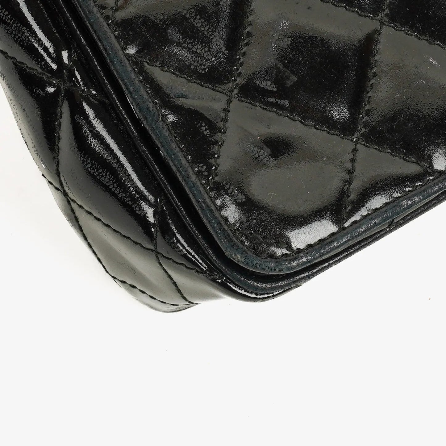 Chanel Small Black Patent Leather Full Flap Bag