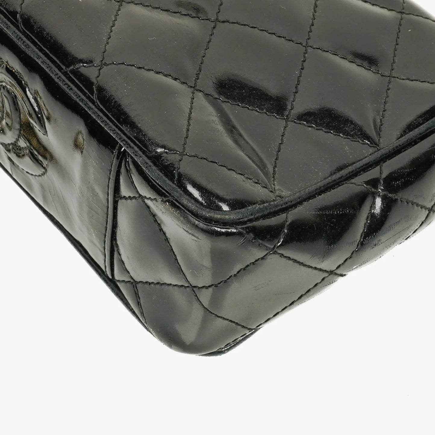 Chanel Small Black Patent Leather Full Flap Bag