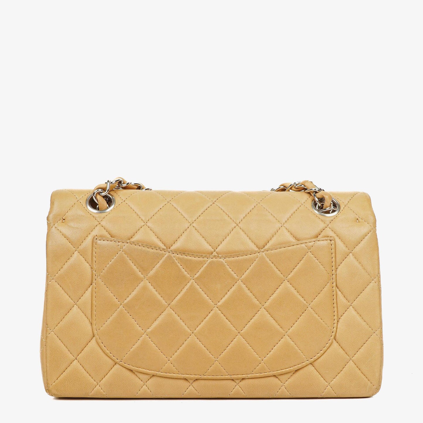 Chanel Small Clasic Double Flap Beige Quilted Lambskin With Silver-tone Hardware
