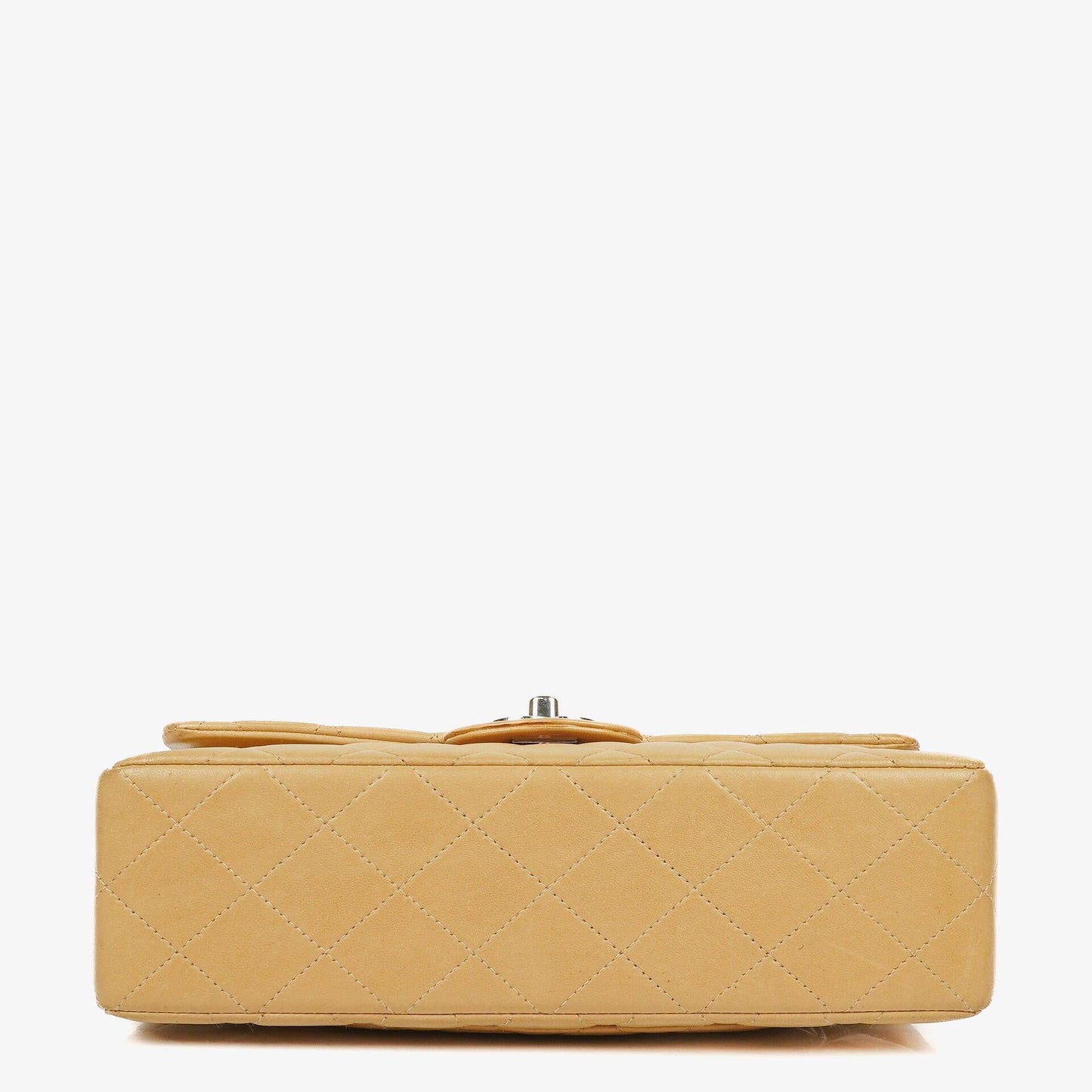 Chanel Small Clasic Double Flap Beige Quilted Lambskin With Silver-tone Hardware