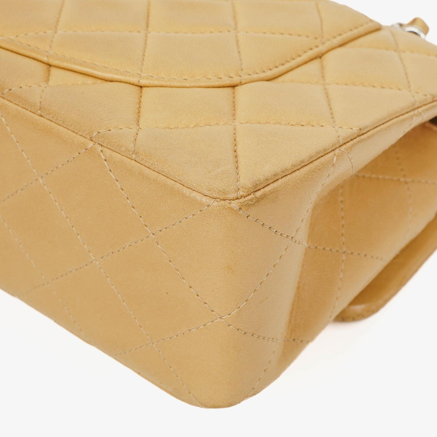 Chanel Small Clasic Double Flap Beige Quilted Lambskin With Silver-tone Hardware