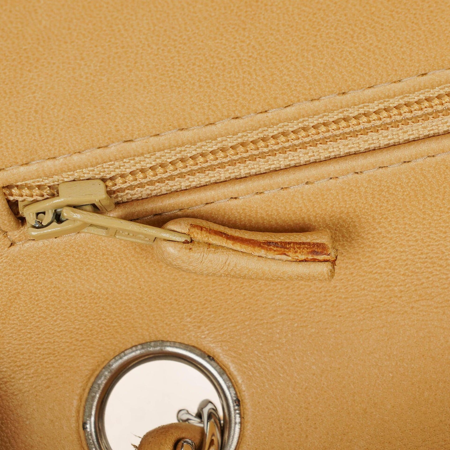 Chanel Small Clasic Double Flap Beige Quilted Lambskin With Silver-tone Hardware
