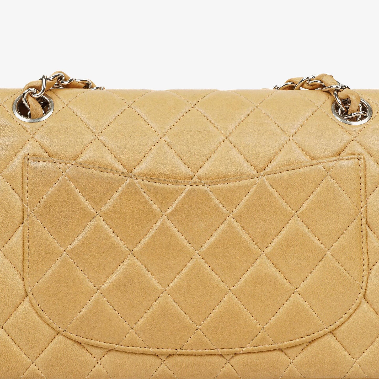 Chanel Small Clasic Double Flap Beige Quilted Lambskin With Silver-tone Hardware