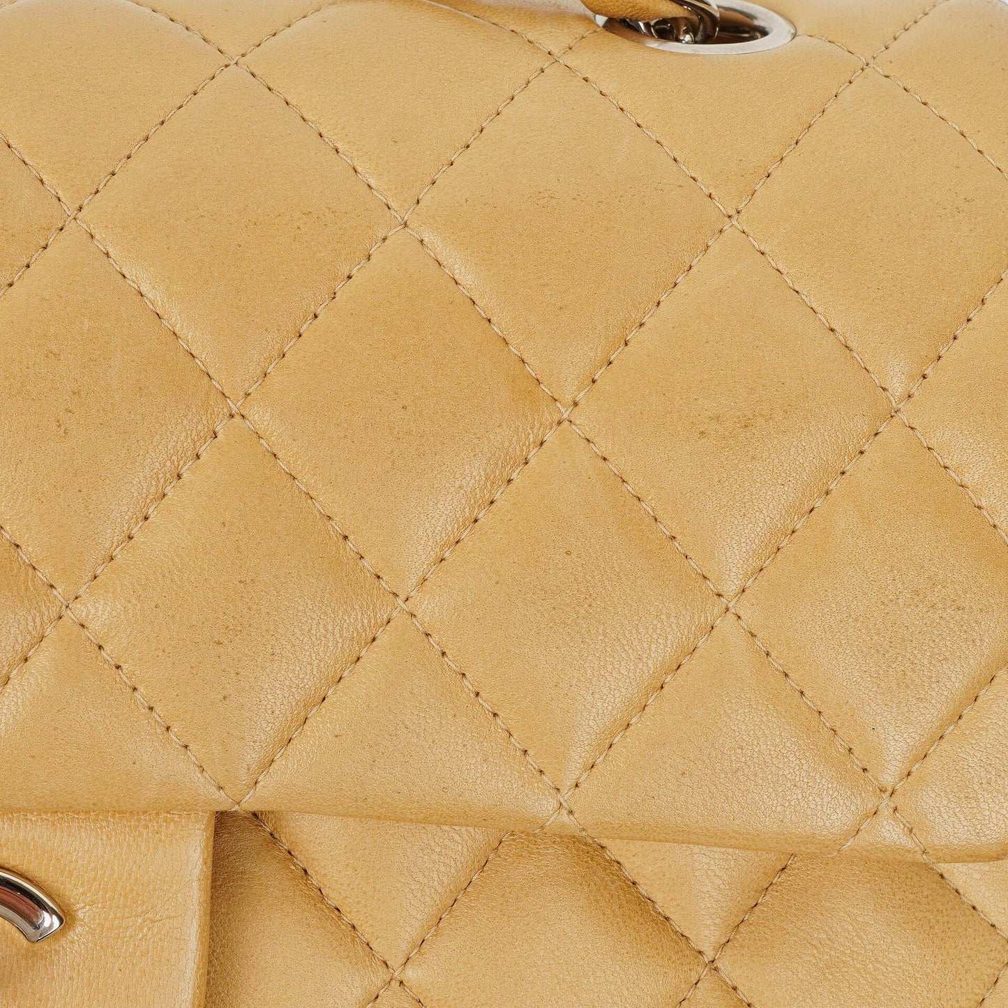 Chanel Small Clasic Double Flap Beige Quilted Lambskin With Silver-tone Hardware