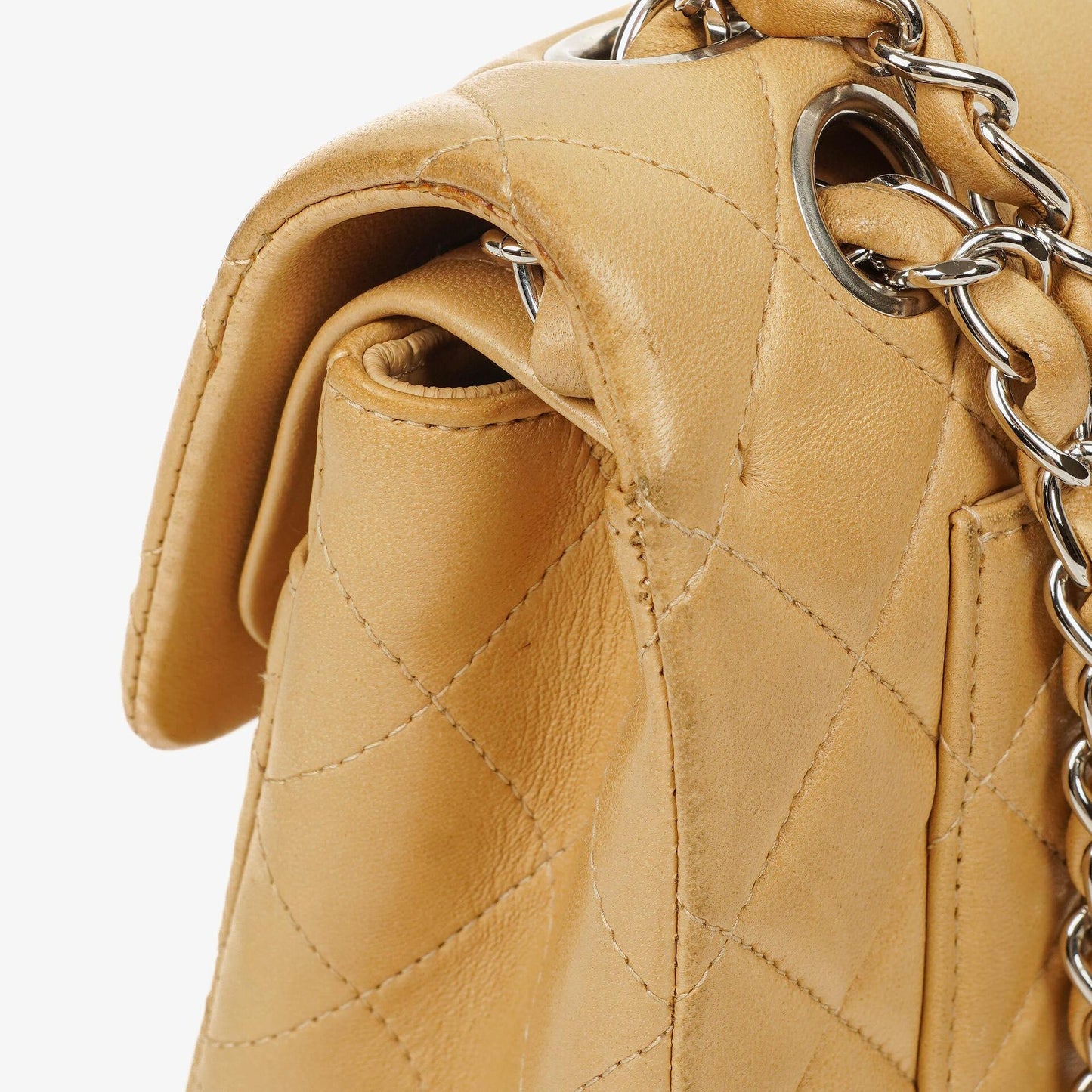 Chanel Small Clasic Double Flap Beige Quilted Lambskin With Silver-tone Hardware
