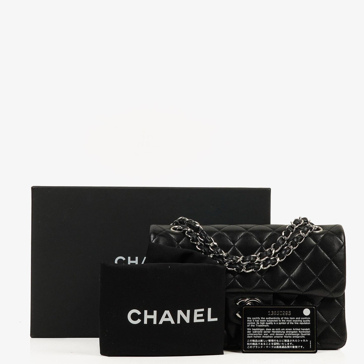 Chanel Small Classic Black Quilted Lambskin Double Flap Bag With Silver-Tone Hardware
