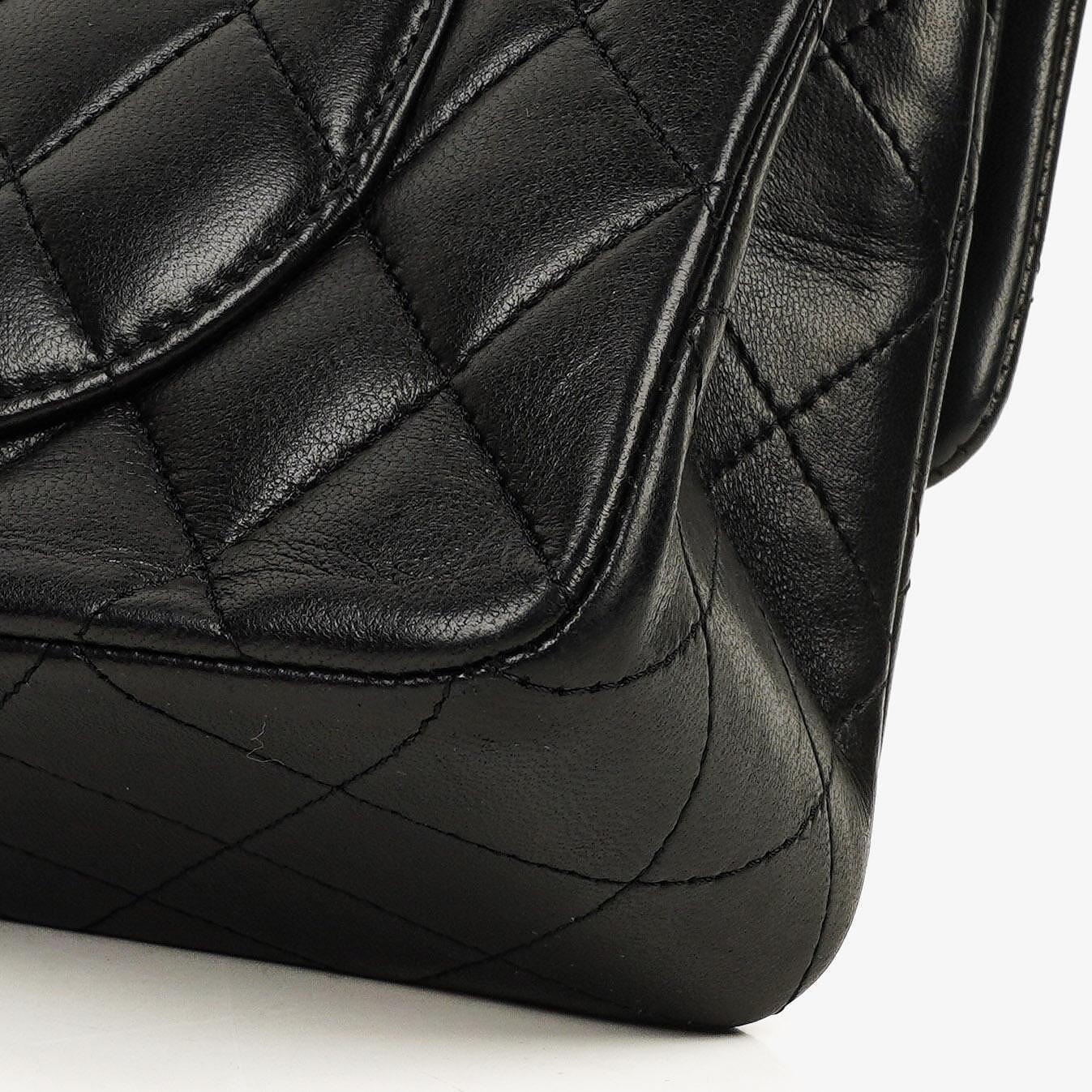 Chanel Small Classic Black Quilted Lambskin Double Flap Bag With Silver-Tone Hardware