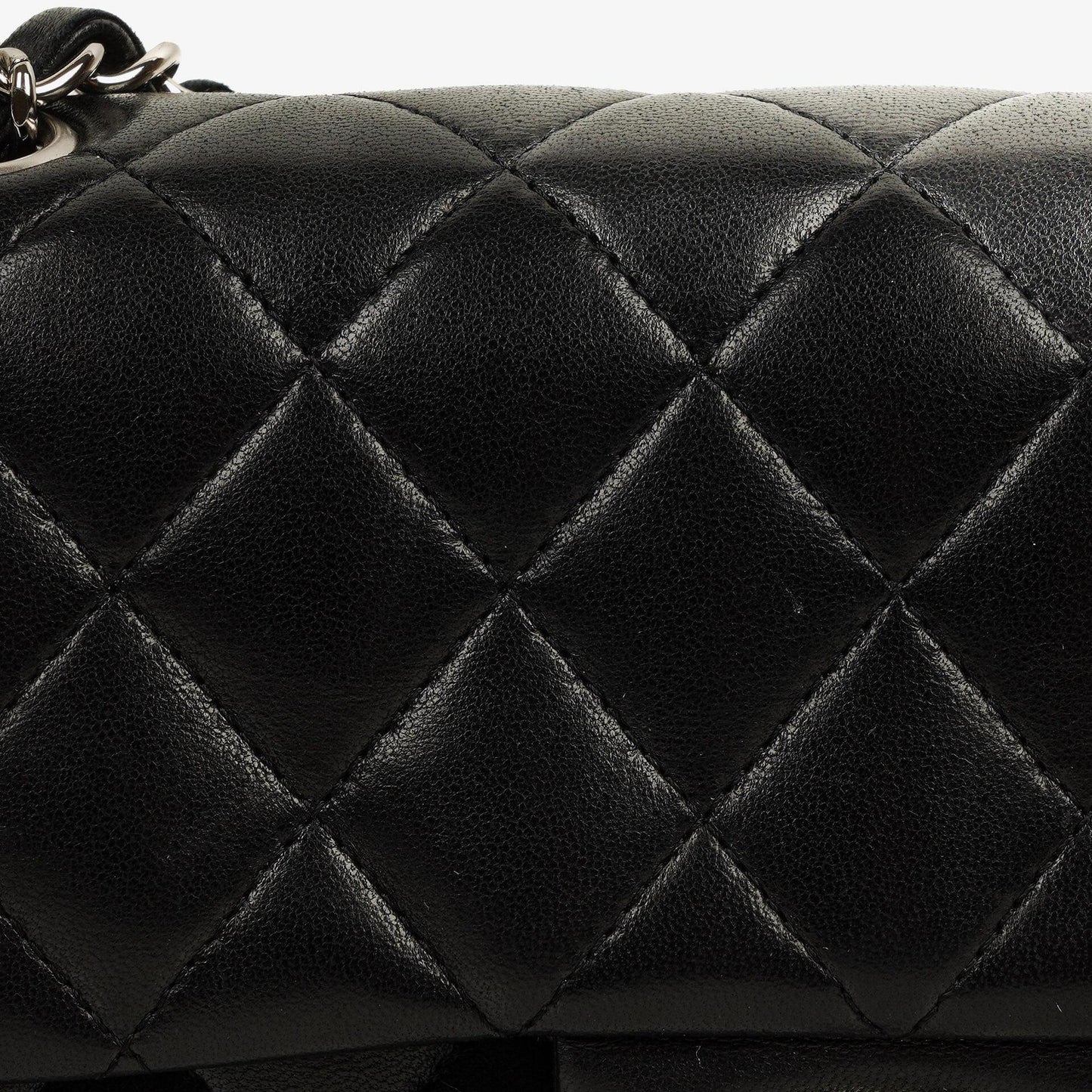 Chanel Small Classic Black Quilted Lambskin Double Flap Bag With Silver-Tone Hardware