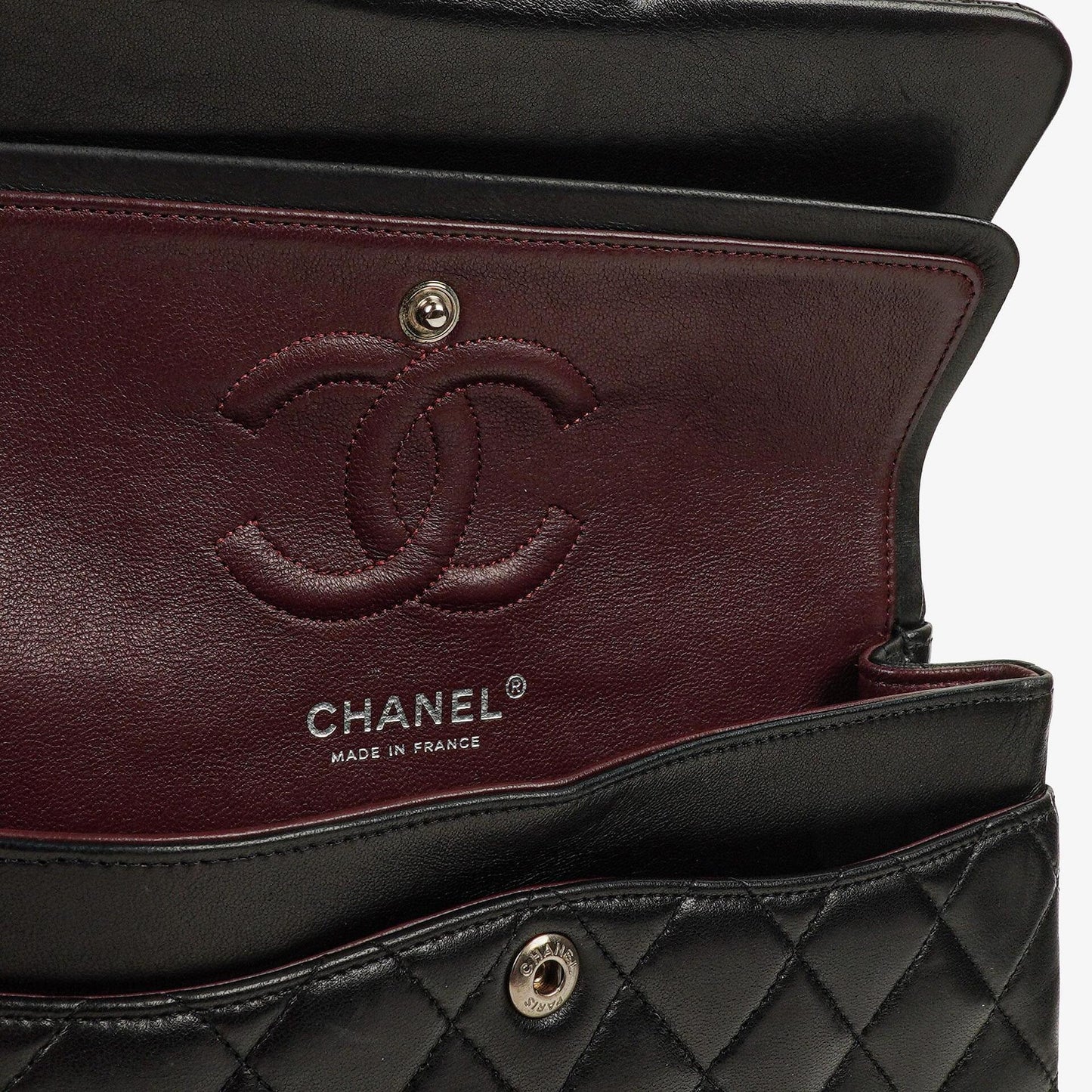 Chanel Small Classic Black Quilted Lambskin Double Flap Bag With Silver-Tone Hardware