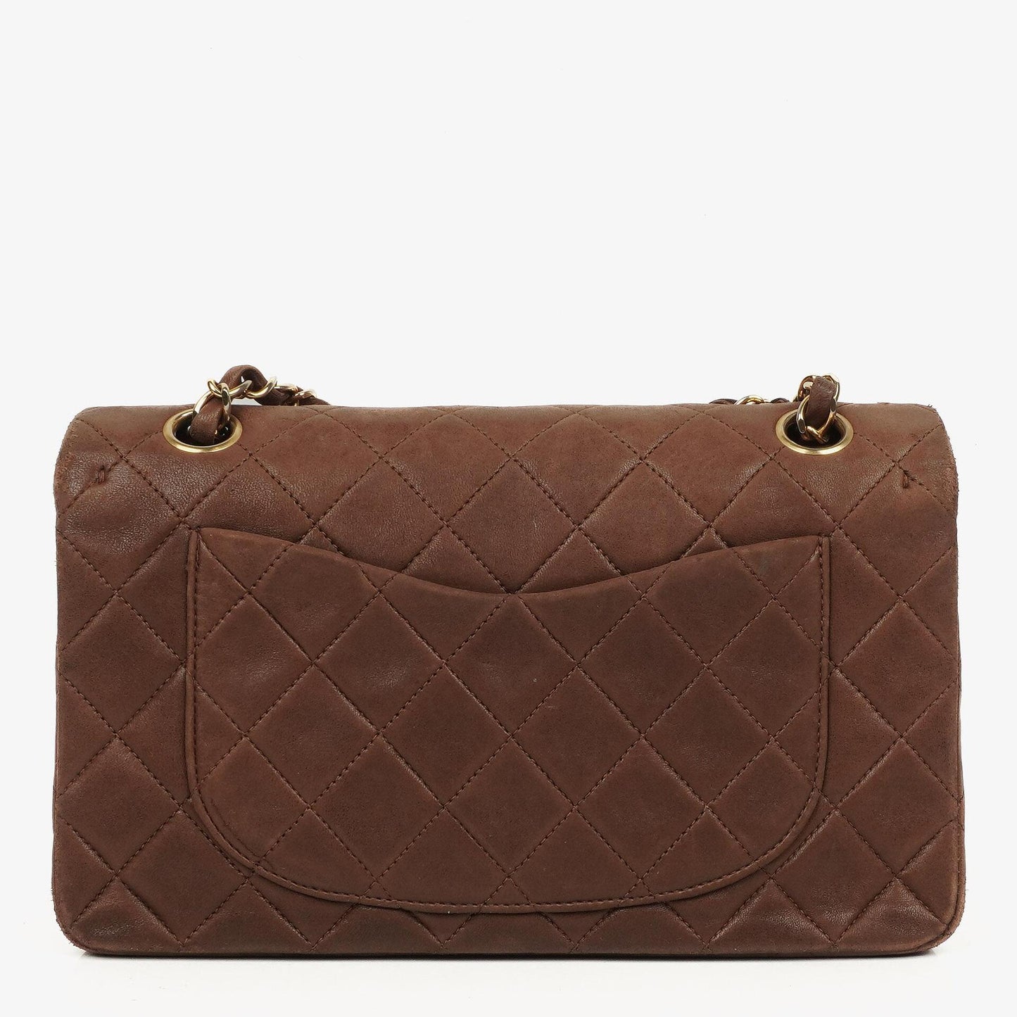 Chanel Small Classic Brown Quilted Lambskin Double Flap Bag With 24K Gold-Plated Hardware