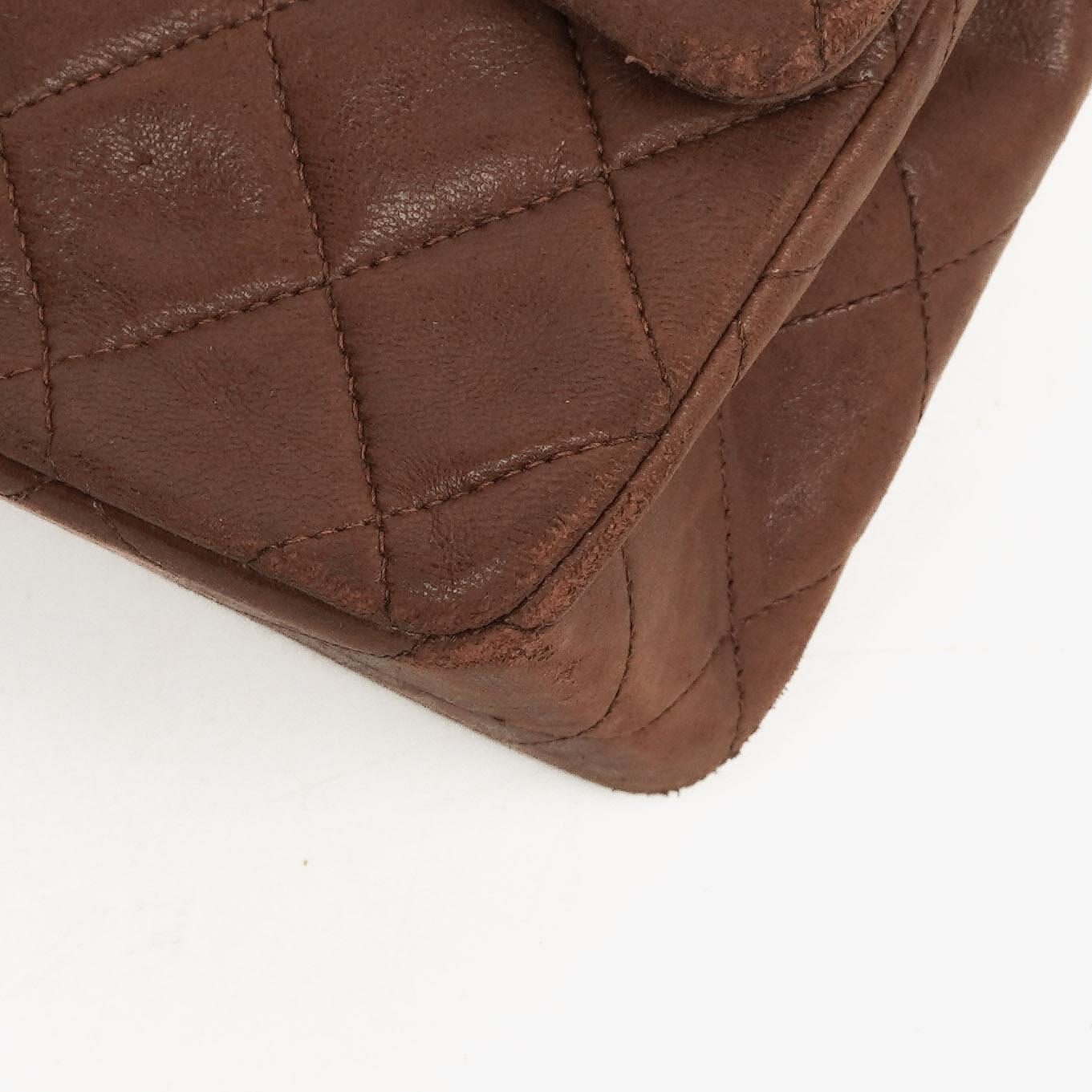 Chanel Small Classic Brown Quilted Lambskin Double Flap Bag With 24K Gold-Plated Hardware