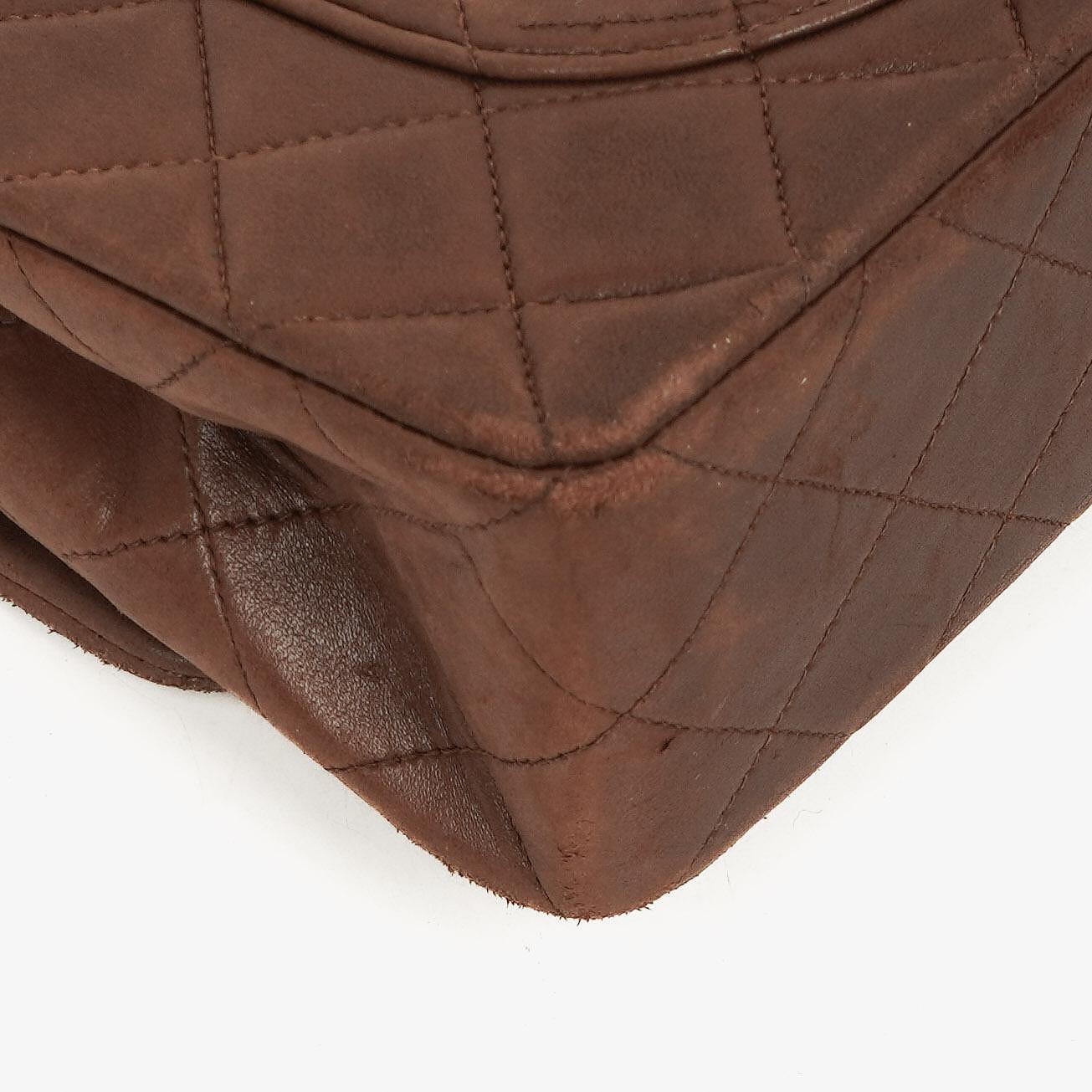 Chanel Small Classic Brown Quilted Lambskin Double Flap Bag With 24K Gold-Plated Hardware