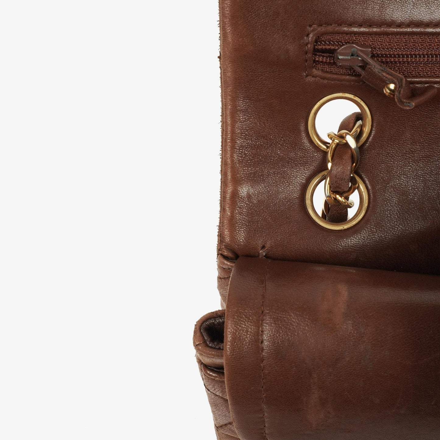Chanel Small Classic Brown Quilted Lambskin Double Flap Bag With 24K Gold-Plated Hardware