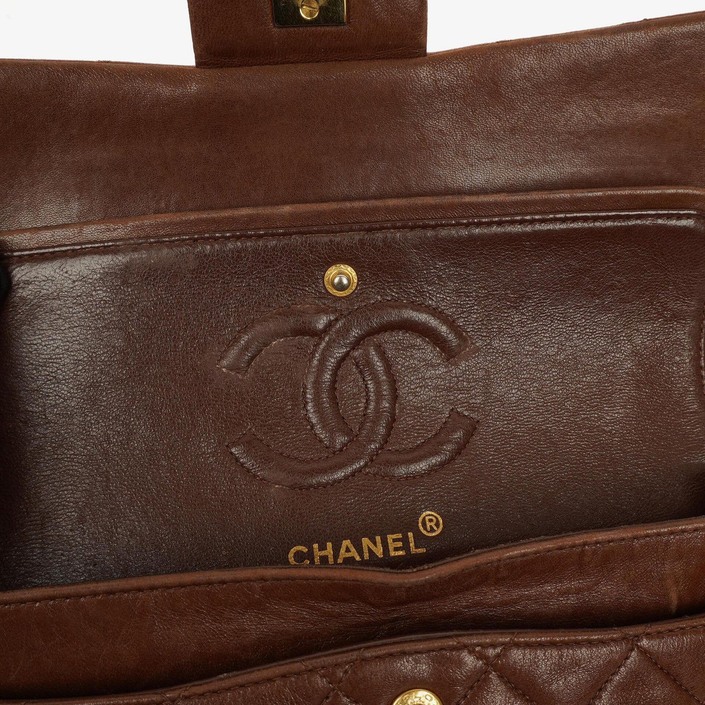 Chanel Small Classic Brown Quilted Lambskin Double Flap Bag With 24K Gold-Plated Hardware