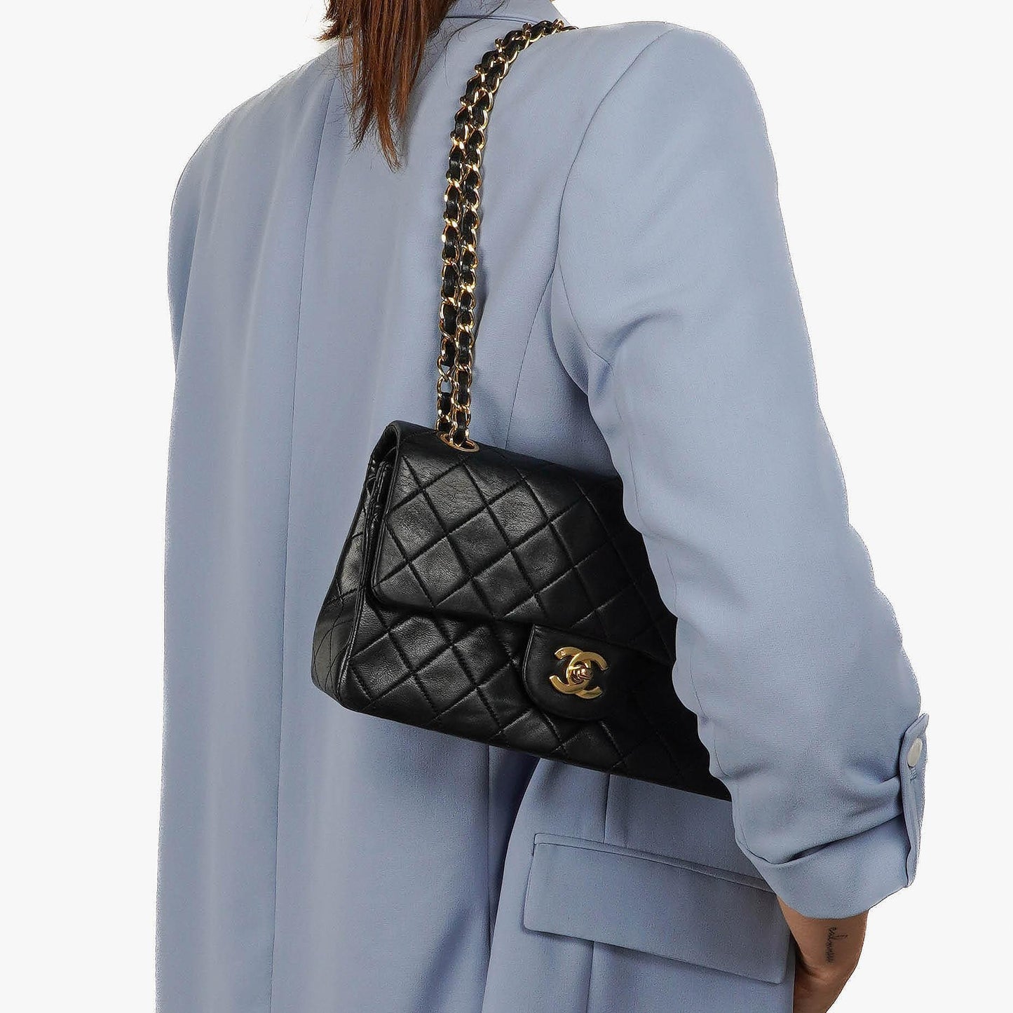 Chanel Small Classic Double Flap Bag In Black Quilted Lambskin With 24K Gold-Plated Hardware