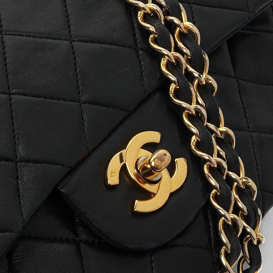 Chanel Small Classic Double Flap Bag In Black Quilted Lambskin With 24K Gold-Plated Hardware