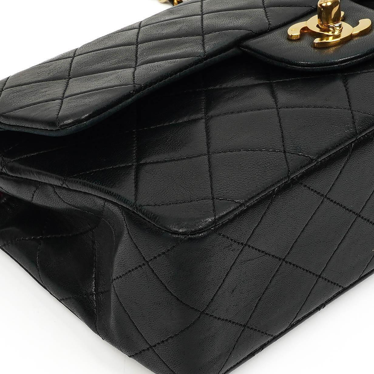 Chanel Small Classic Double Flap Bag In Black Quilted Lambskin With 24K Gold-Plated Hardware