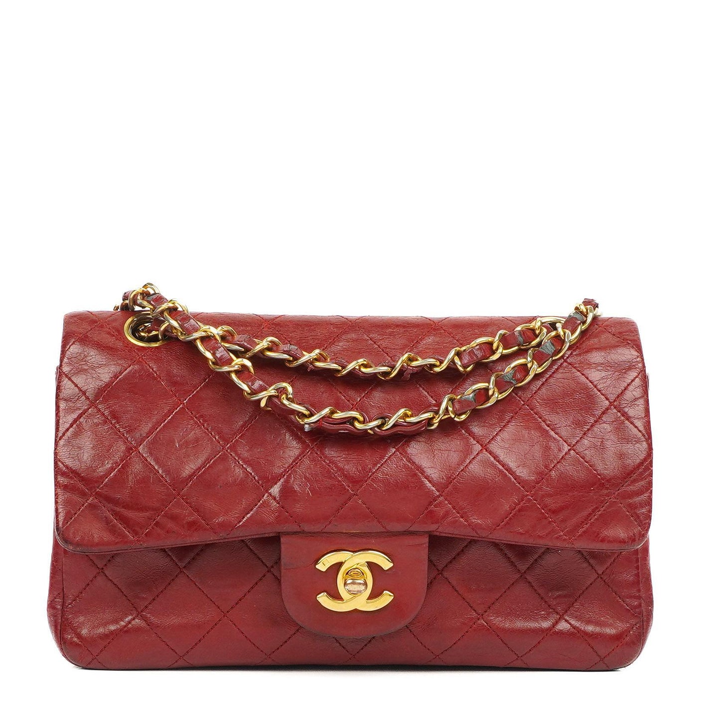Chanel Small Classic Double Flap Bag Red Quilted Lambskin 24K Gold-Plated Hardware