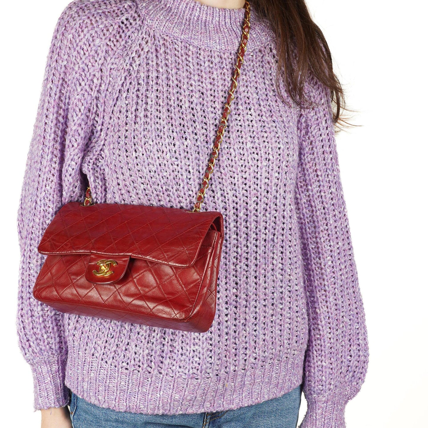 Chanel Small Classic Double Flap Bag Red Quilted Lambskin 24K Gold-Plated Hardware