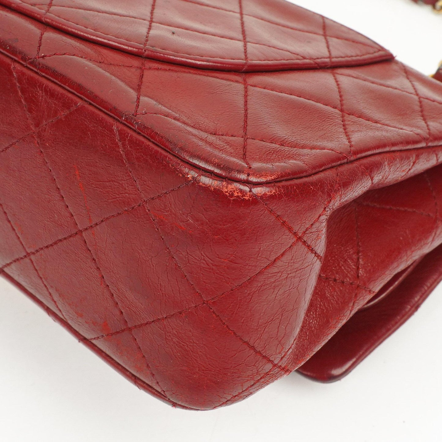 Chanel Small Classic Double Flap Bag Red Quilted Lambskin 24K Gold-Plated Hardware