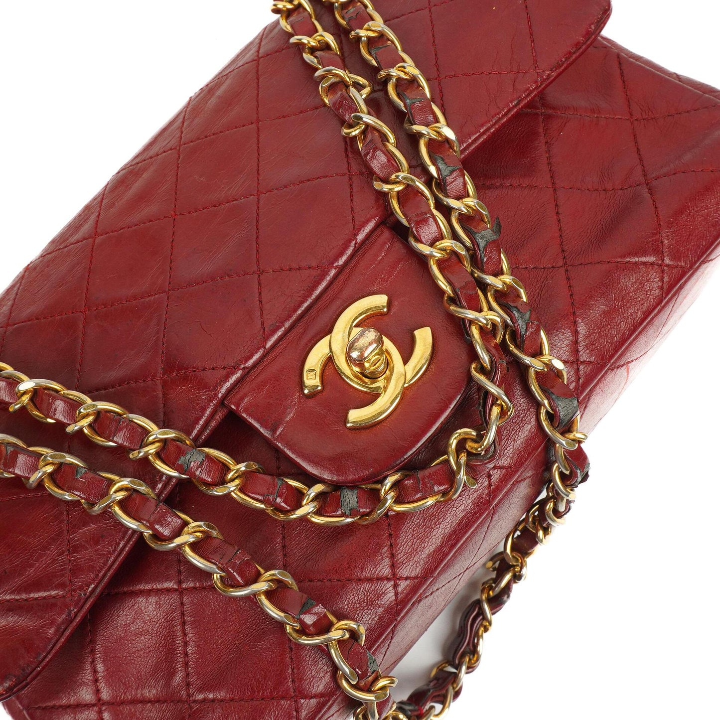Chanel Small Classic Double Flap Bag Red Quilted Lambskin 24K Gold-Plated Hardware